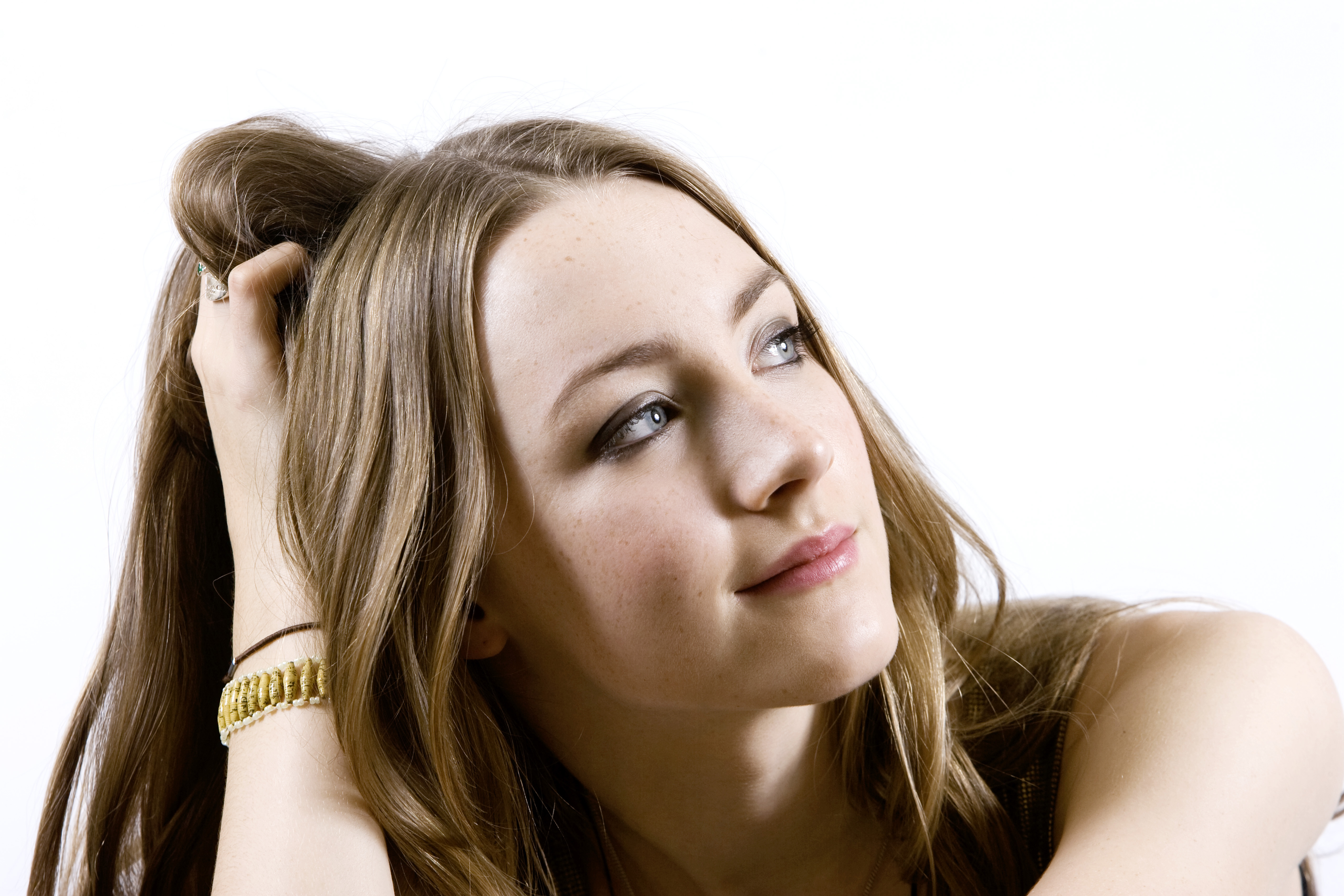 Saoirse Ronan with hand in hair HD Wallpaper