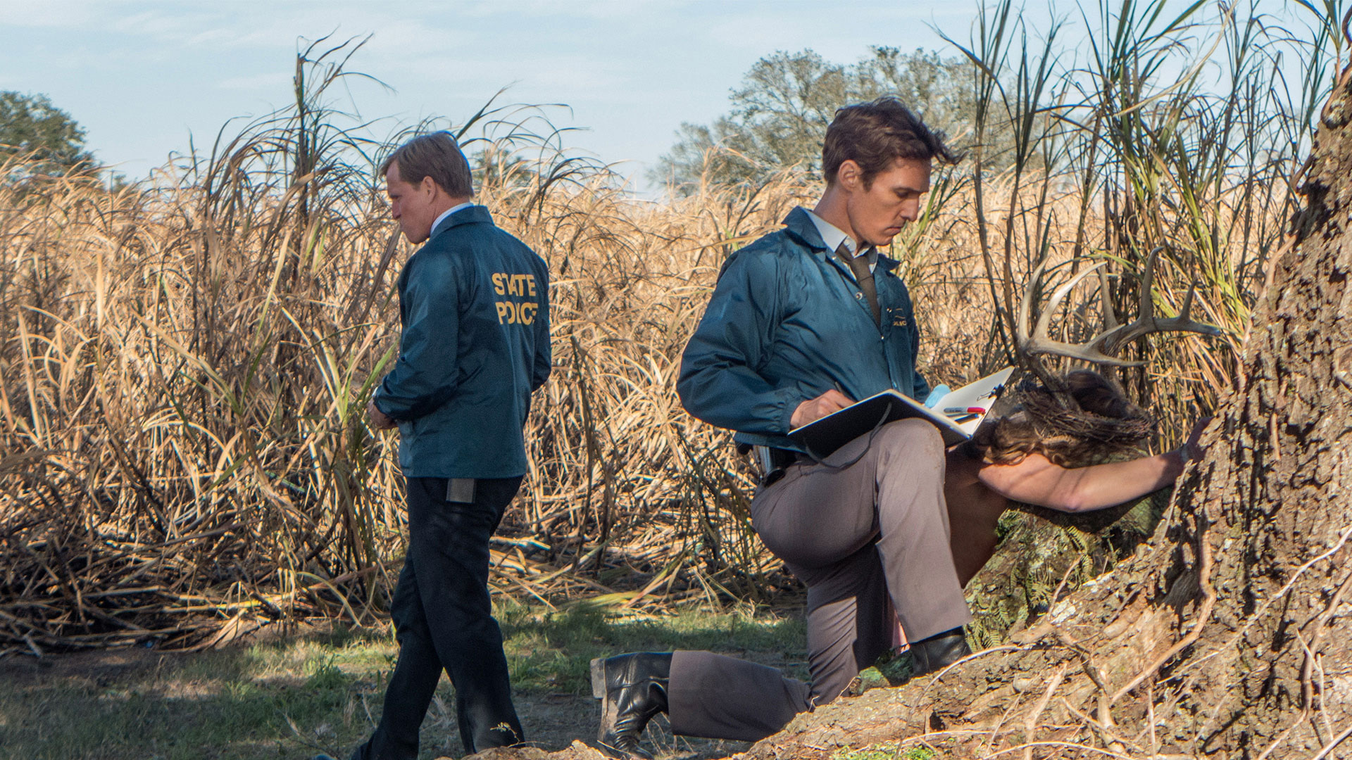 True Detective: Matthew McConaughey and Woody Harrelson investigate HD Wallpaper