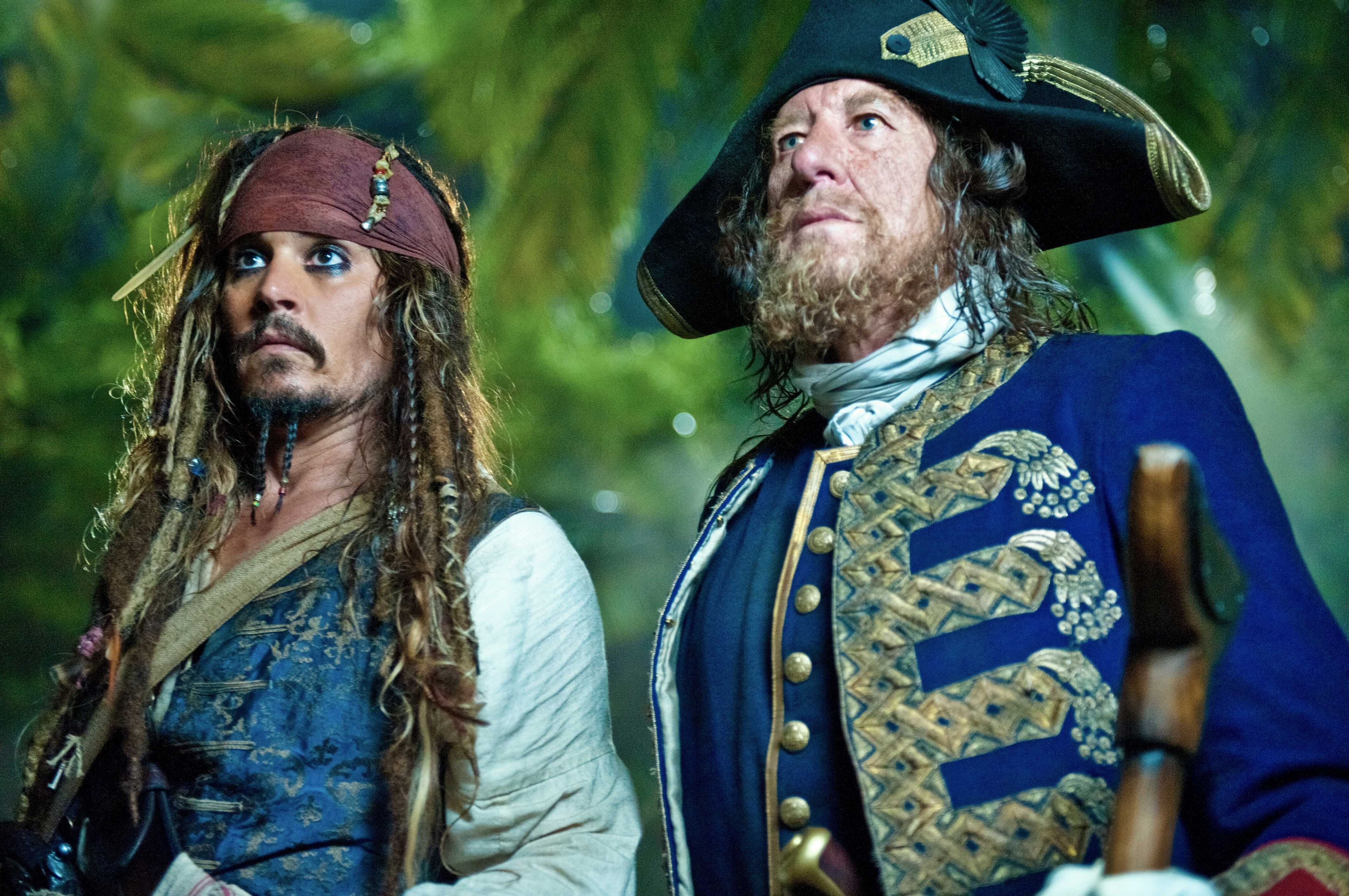 Captain Barbossa and Jack Sparrow from Pirates of the Caribbean HD Wallpaper