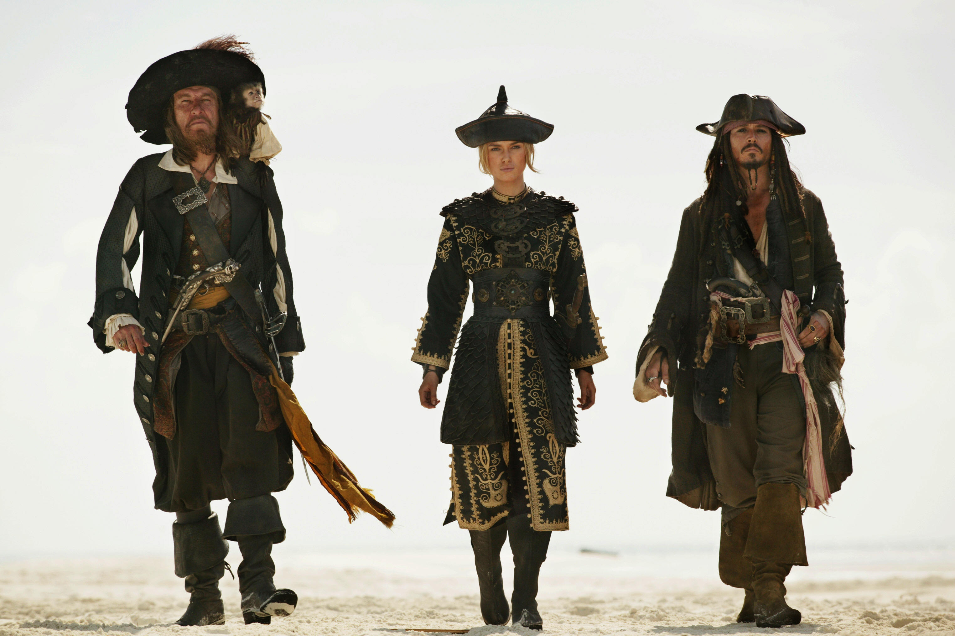 Geoffrey Rush and Johnny Depp in Pirates of the Caribbean HD Wallpaper