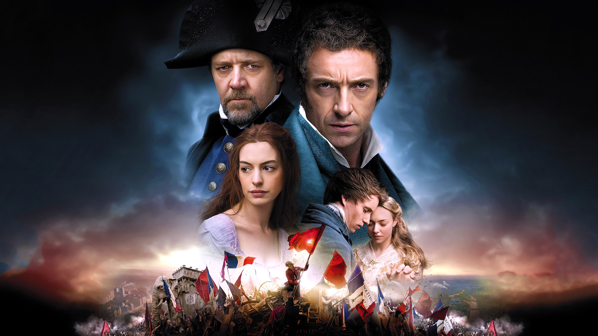 Les Misérables: Russell Crowe, Hugh Jackman, Anne Hathaway HD Wallpaper