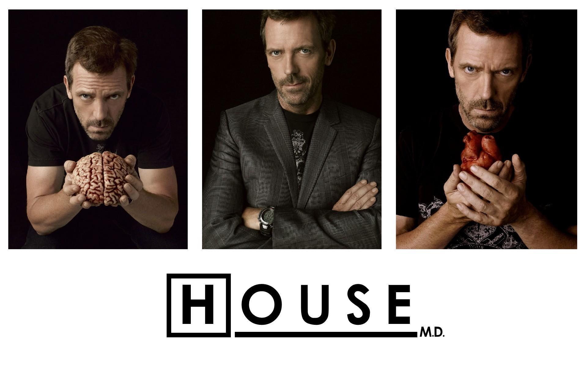 Hugh Laurie as House M.D. with brain and heart HD Wallpaper