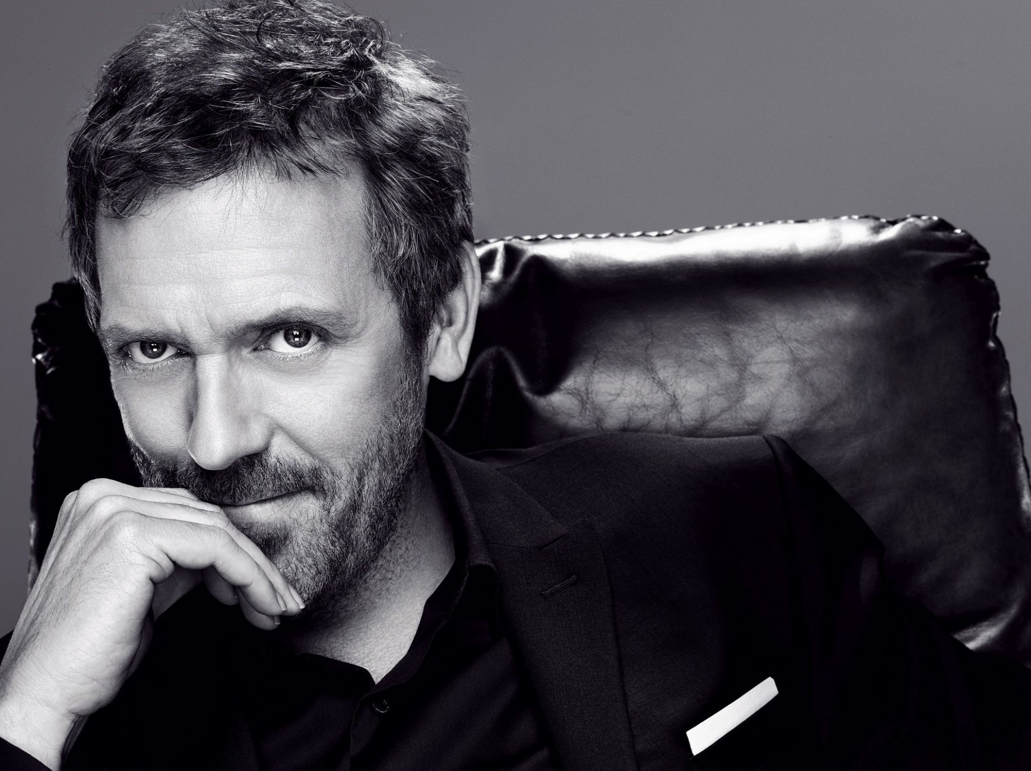 Hugh Laurie in a black suit HD Wallpaper