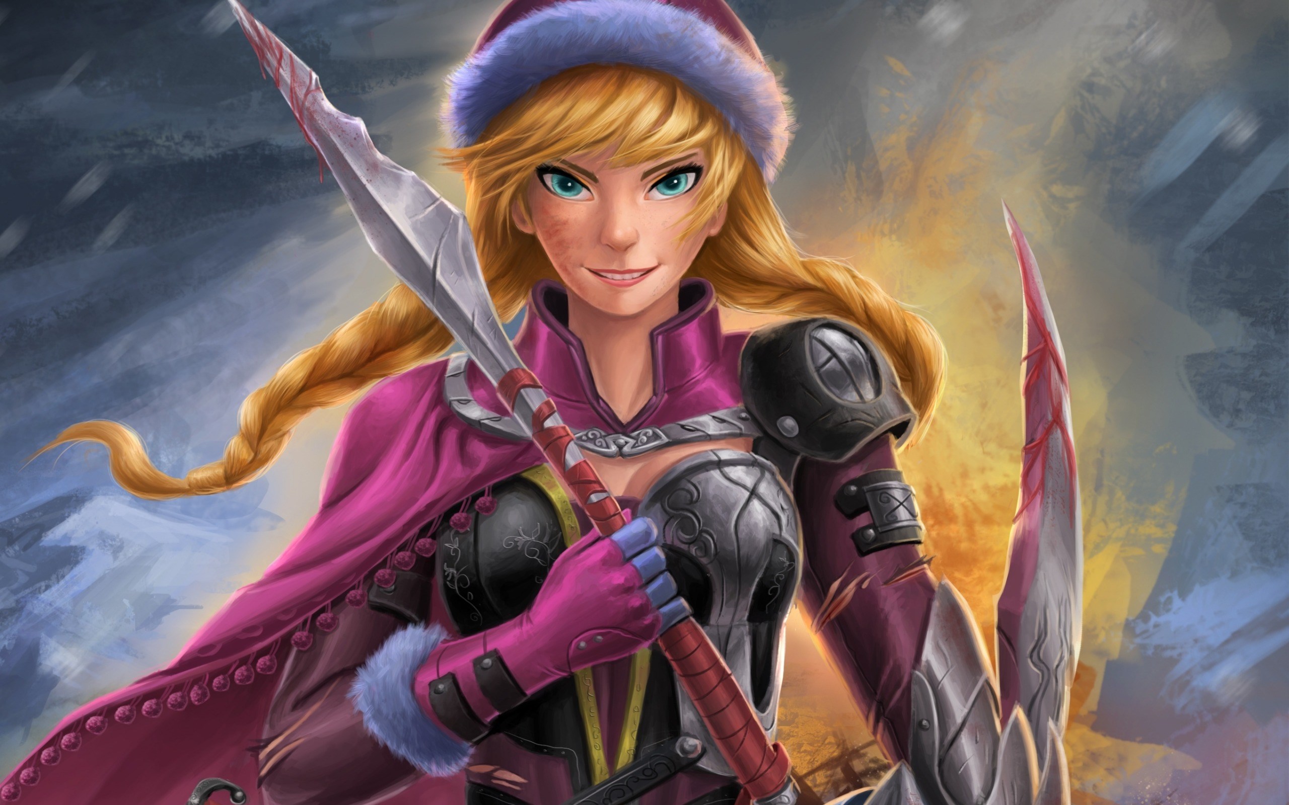 Anna from Frozen holding a spear HD Wallpaper