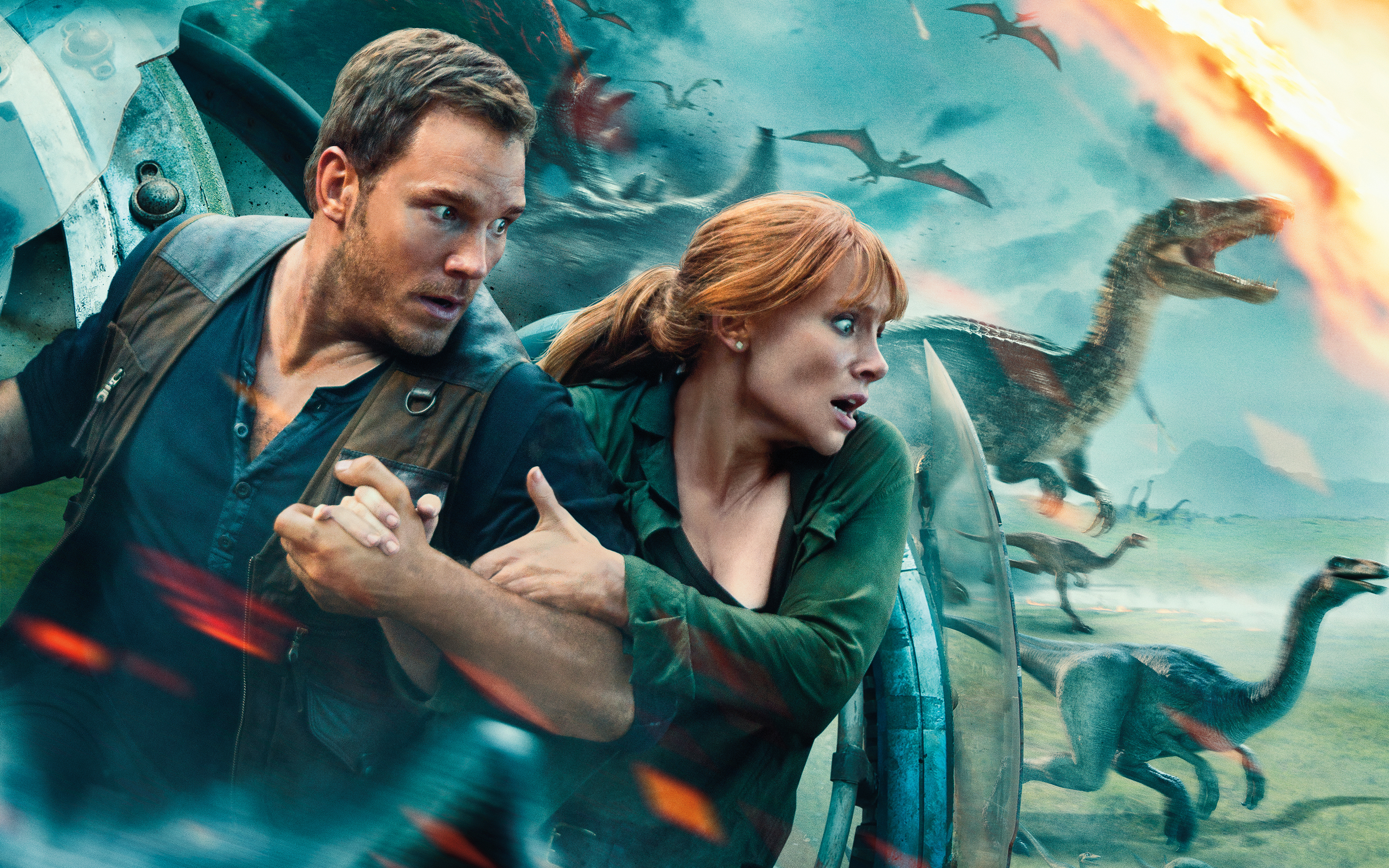 Chris Pratt and Bryce Dallas Howard in Jurassic World HD Wallpaper