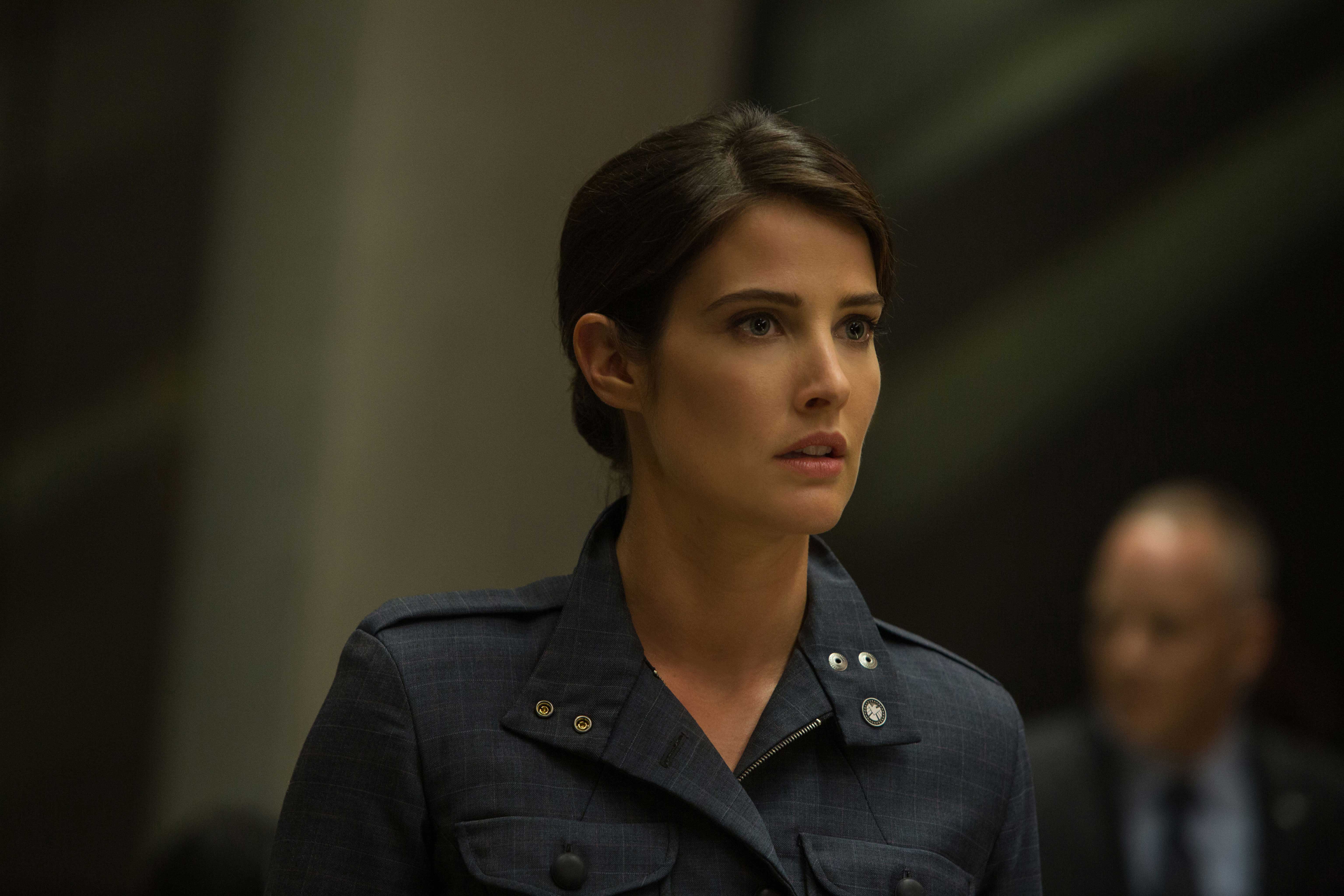Cobie Smulders in a dark blue uniform HD Wallpaper