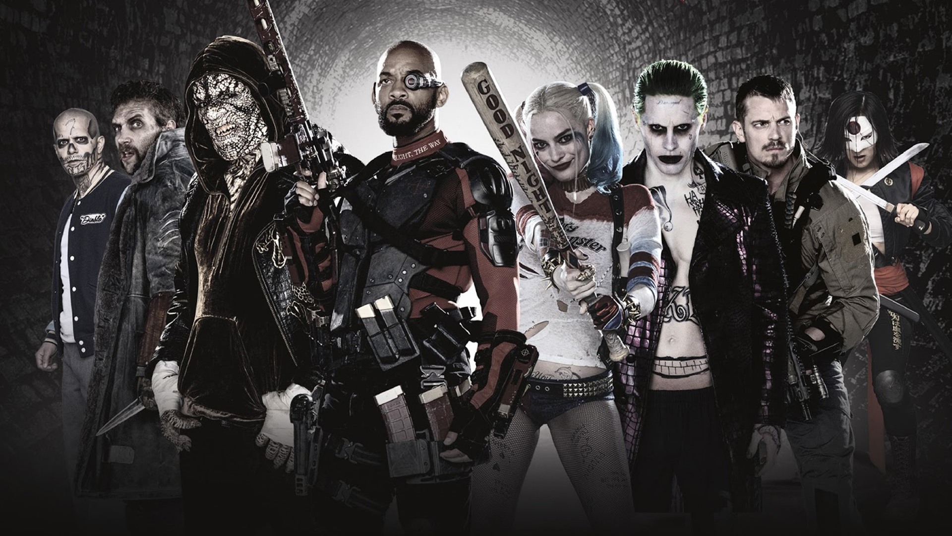 Suicide Squad characters in a tunnel HD Wallpaper