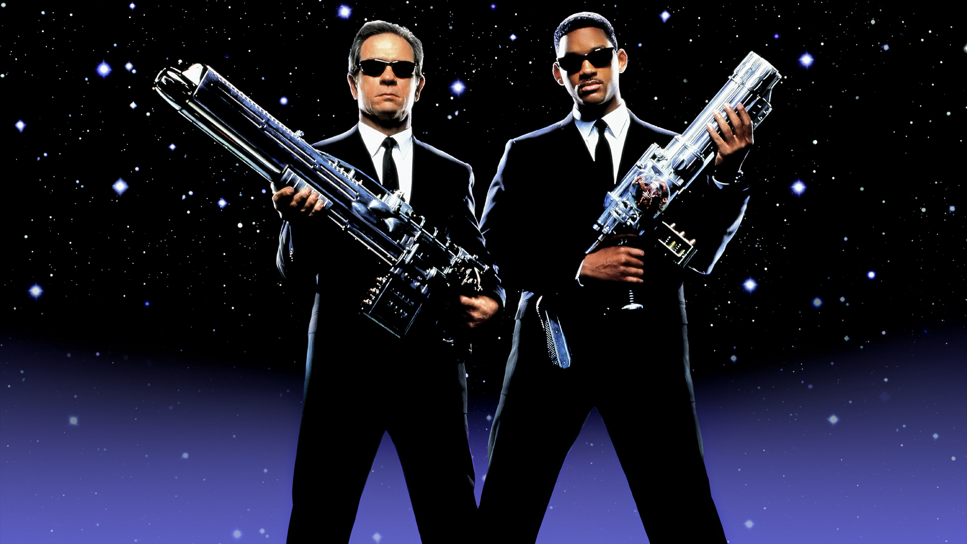 Men in Black Agents with Guns in Space HD Wallpaper