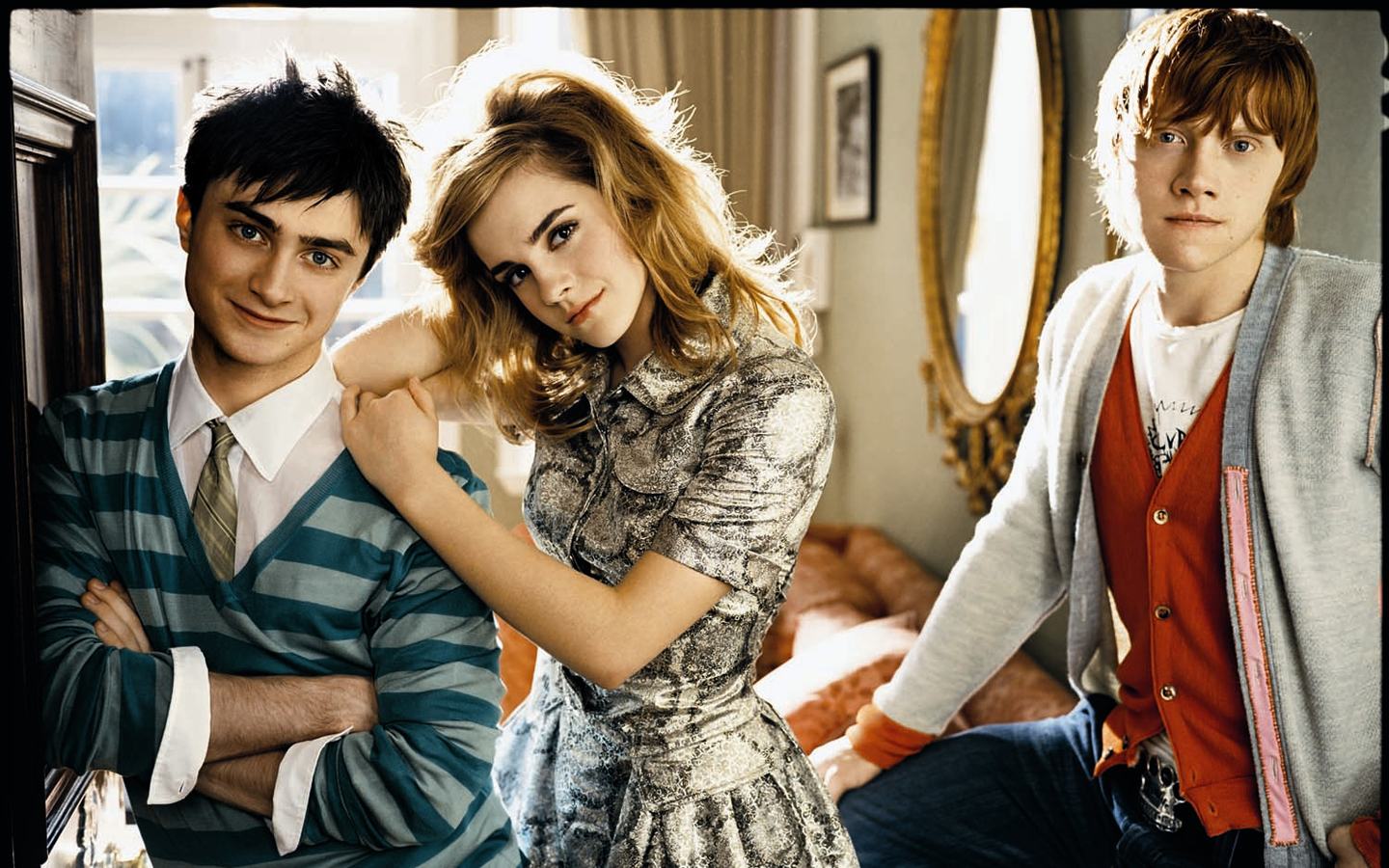 Daniel Radcliffe, Emma Watson, and Rupert Grint from Harry Potter HD Wallpaper
