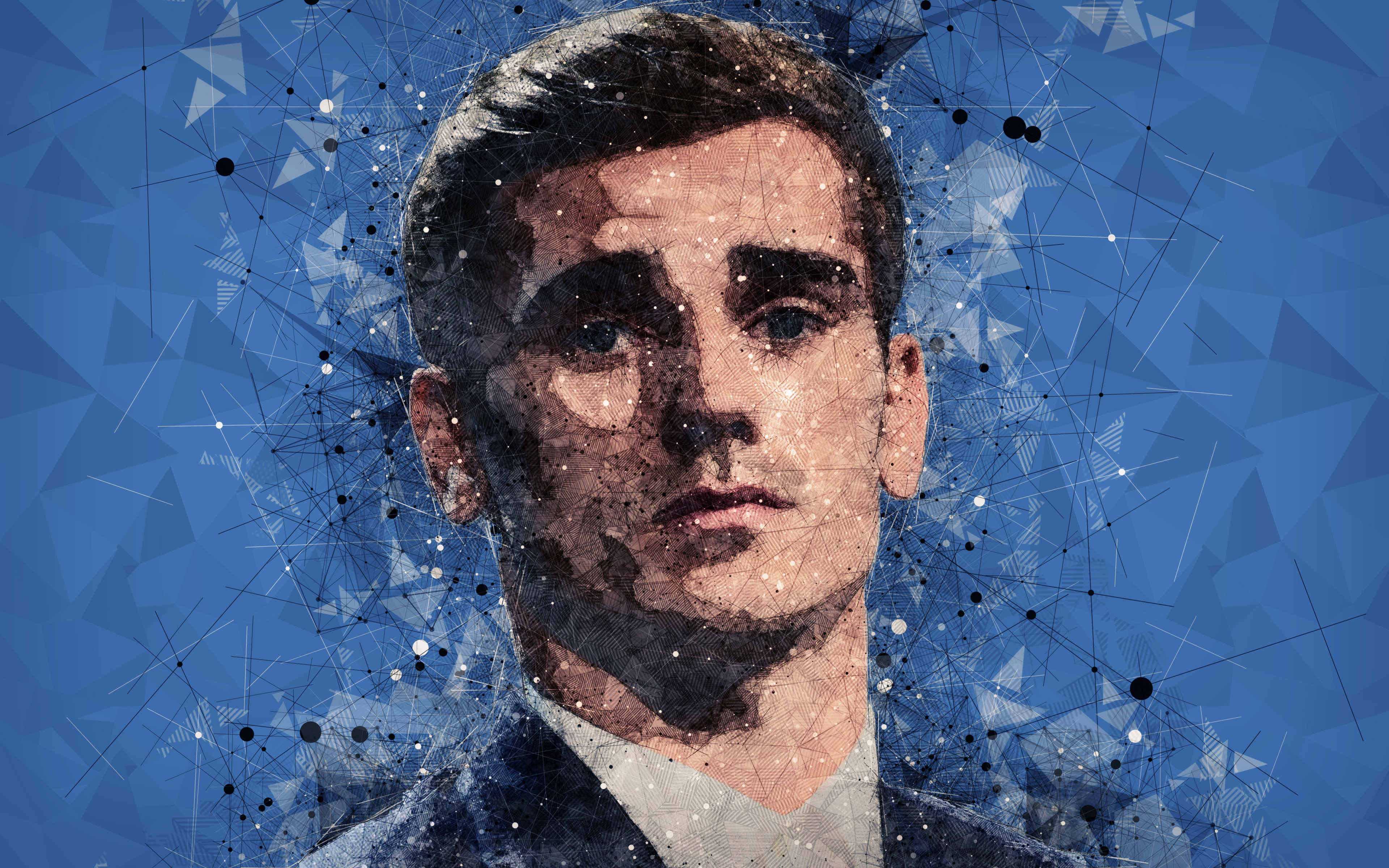 Antoine Griezmann portrait with abstract blue background HD Wallpaper