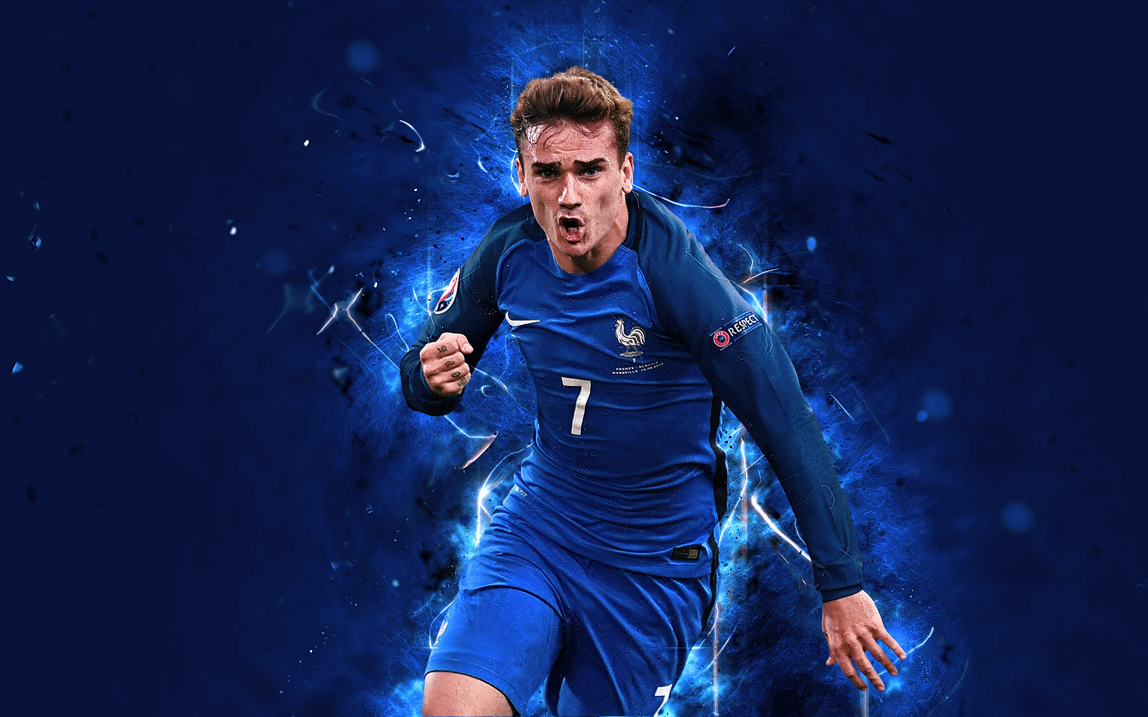 Antoine Griezmann in France Soccer Jersey HD Wallpaper