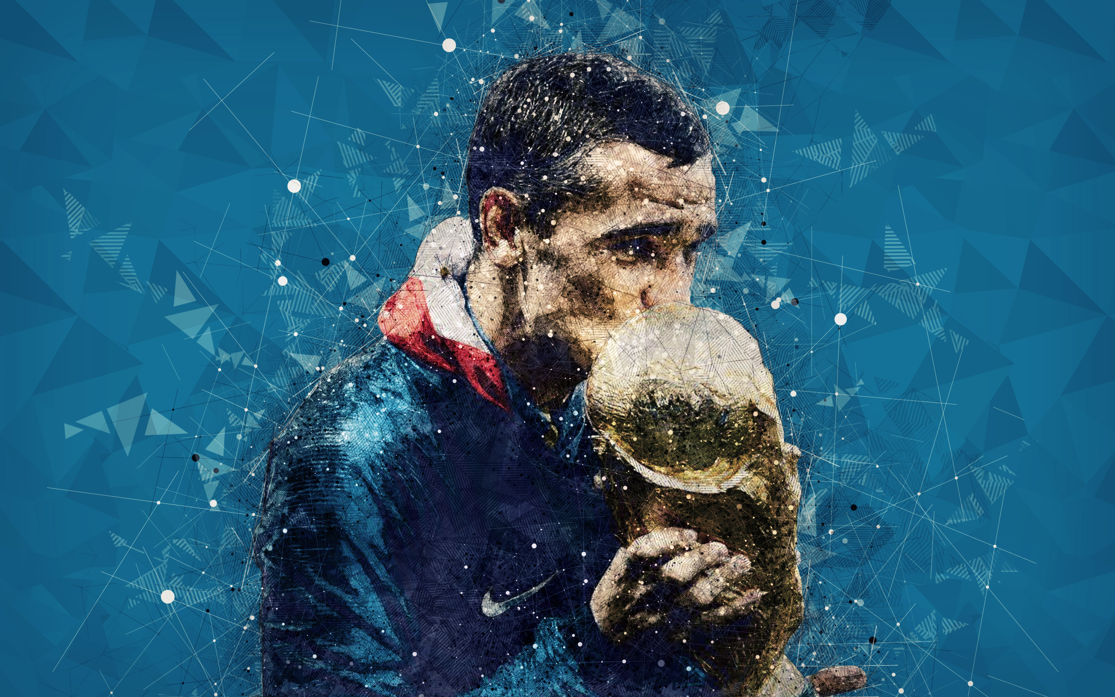 Antoine Griezmann kissing the World Cup trophy HD Wallpaper