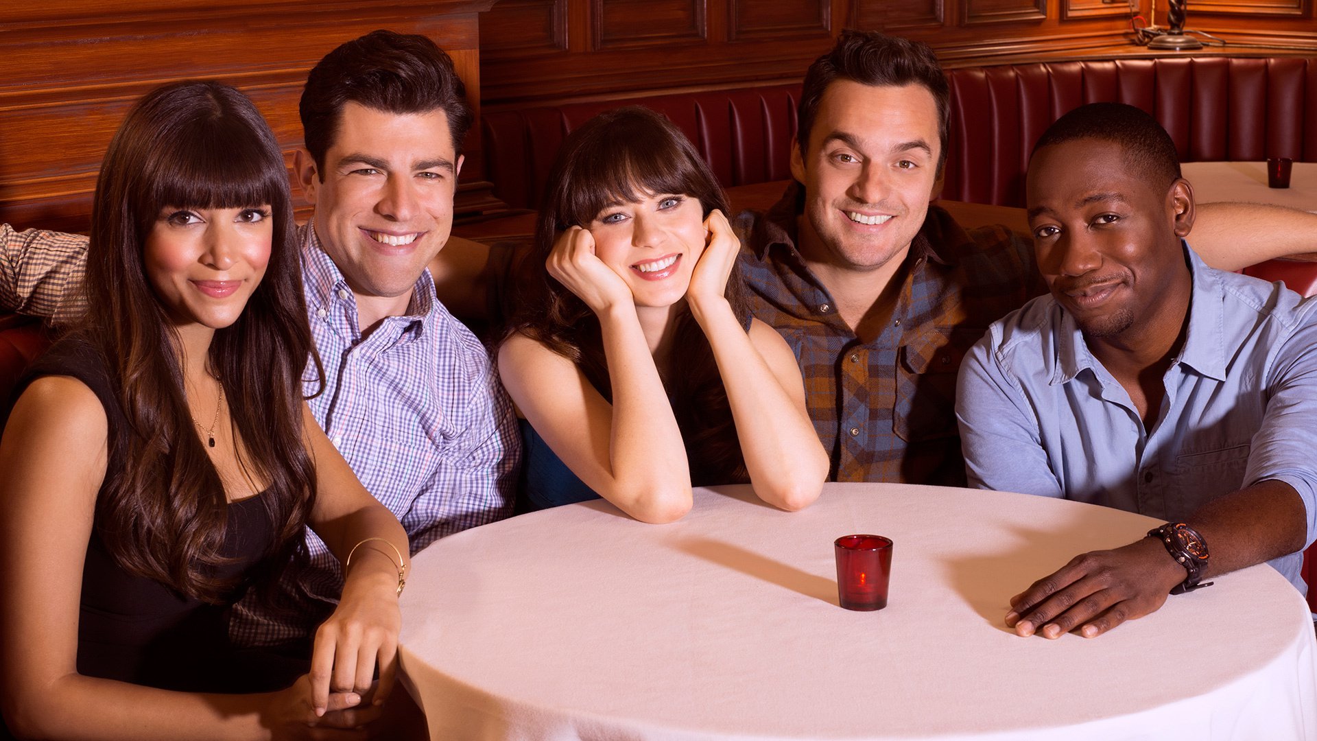 New Girl Cast at a Table HD Wallpaper
