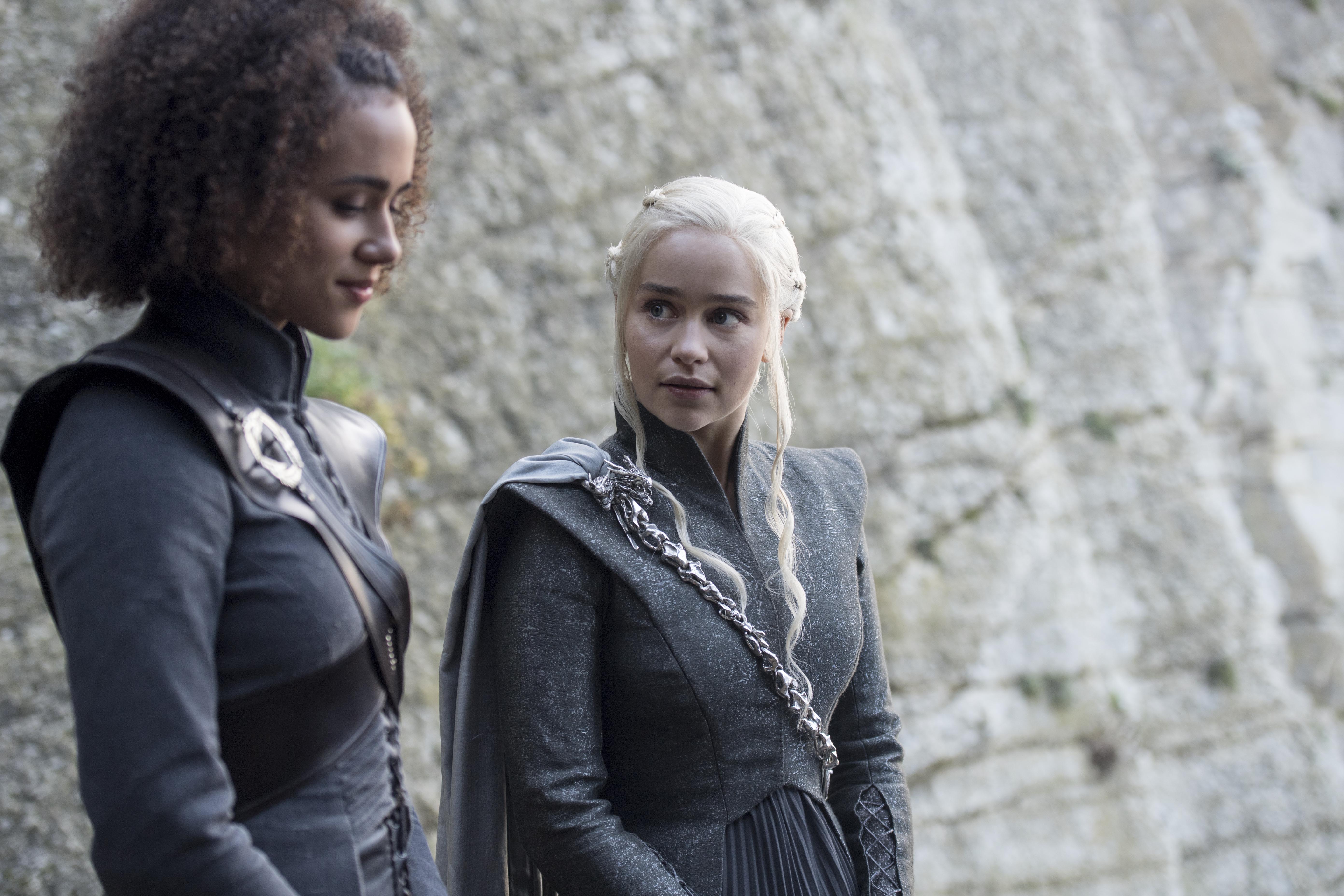 Nathalie Emmanuel and Emilia Clarke from Game of Thrones HD Wallpaper