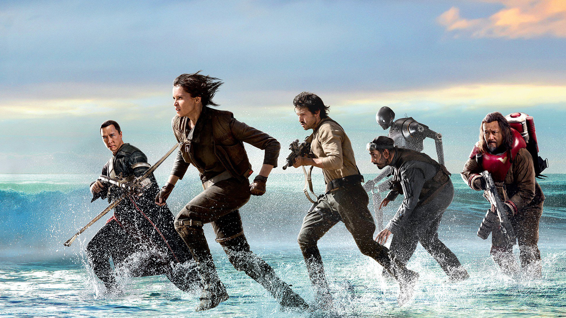 Rogue One: A Star Wars Story characters running through water HD Wallpaper