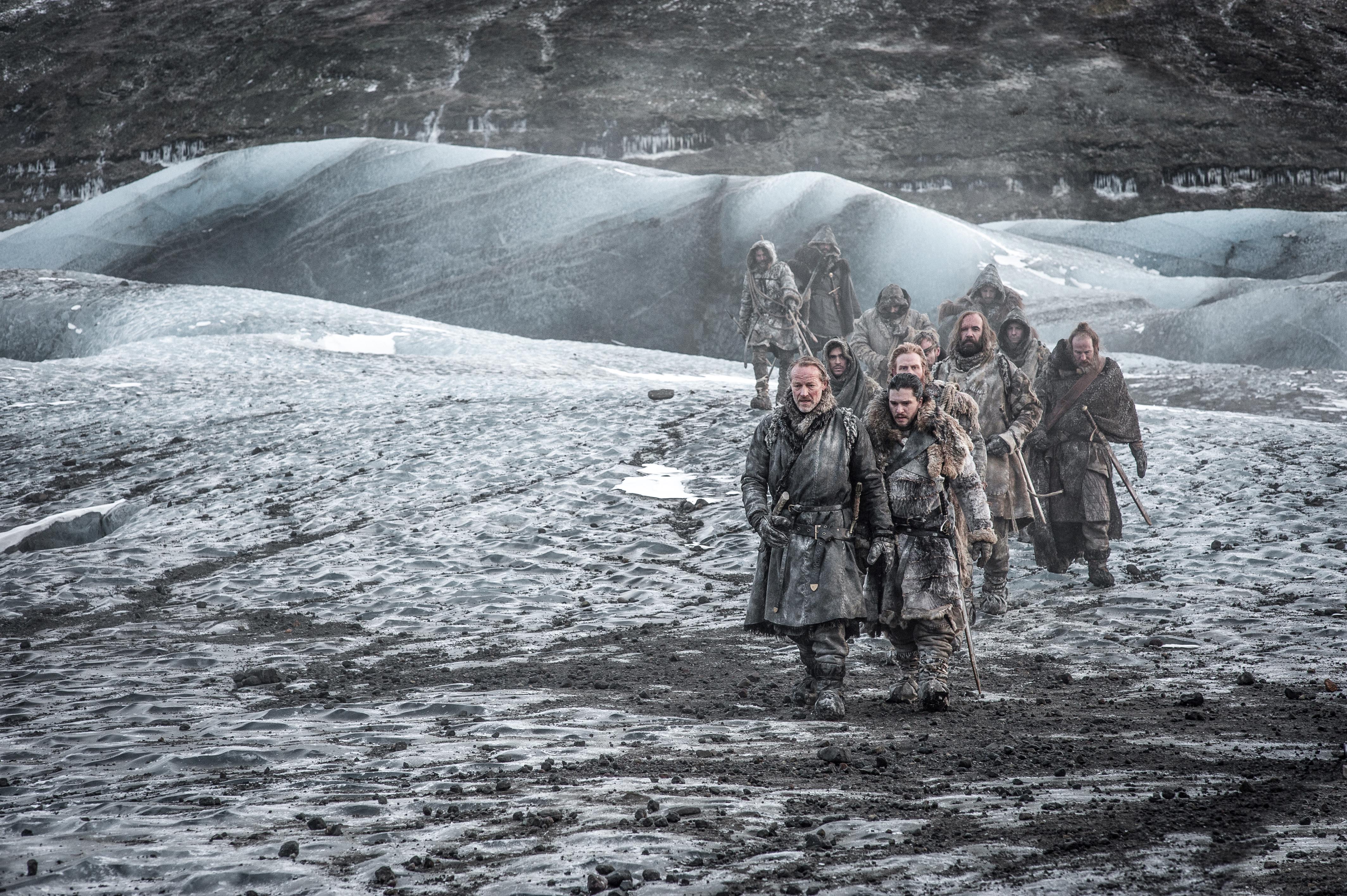 Kristofer Hivju and group on icy terrain HD Wallpaper