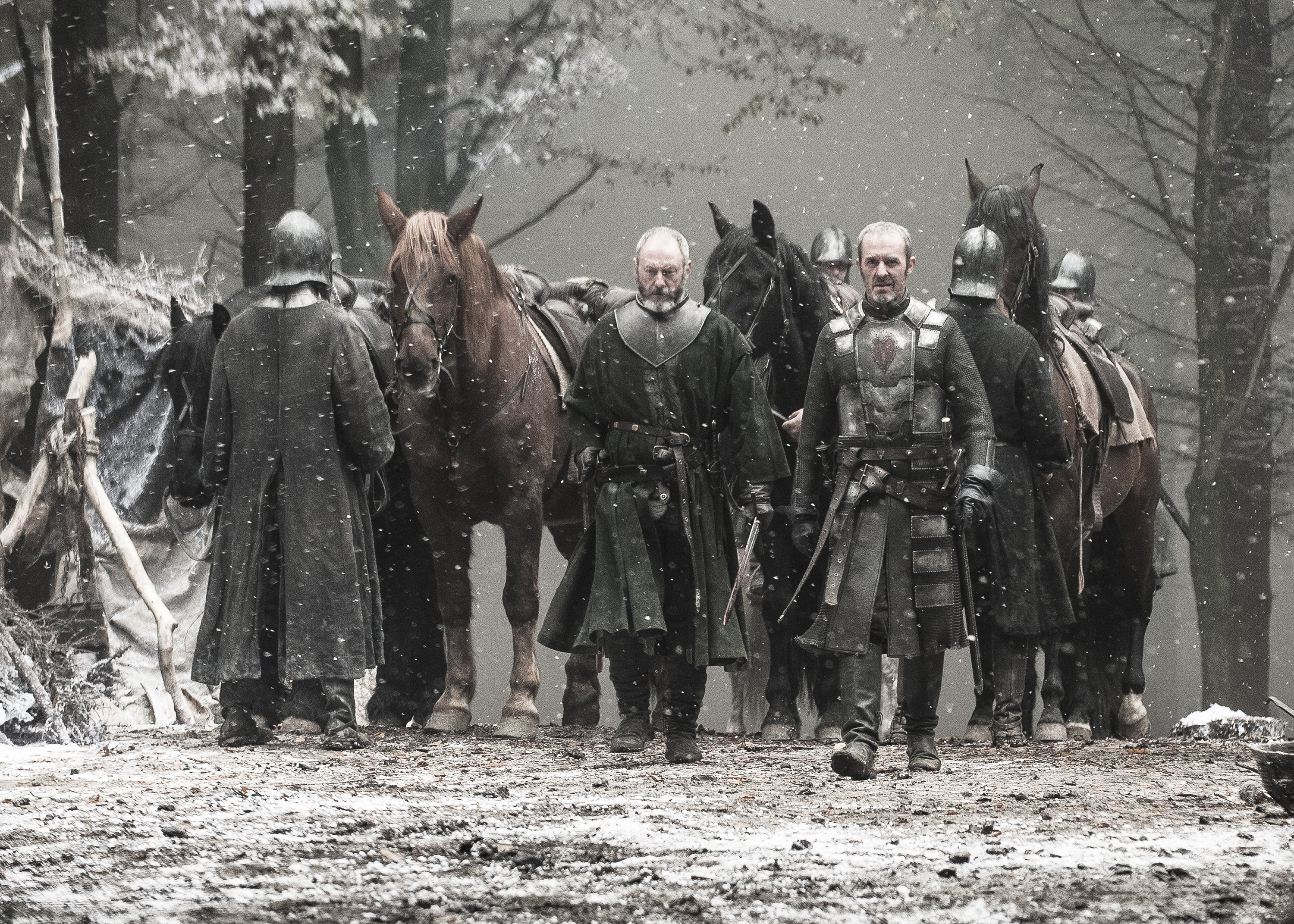 Davos Seaworth and soldiers in the snow HD Wallpaper