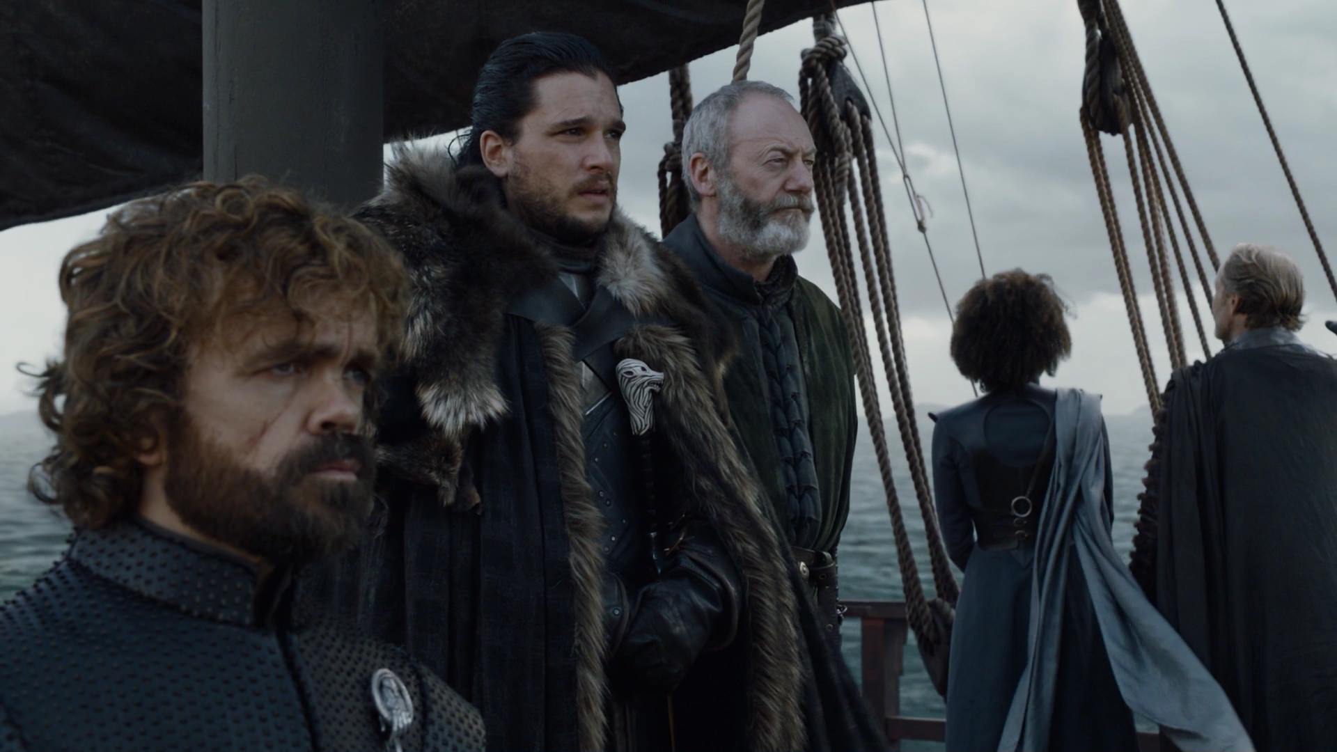 Game of Thrones: Jon Snow, Tyrion Lannister, Davos Seaworth, and others on a ship HD Wallpaper