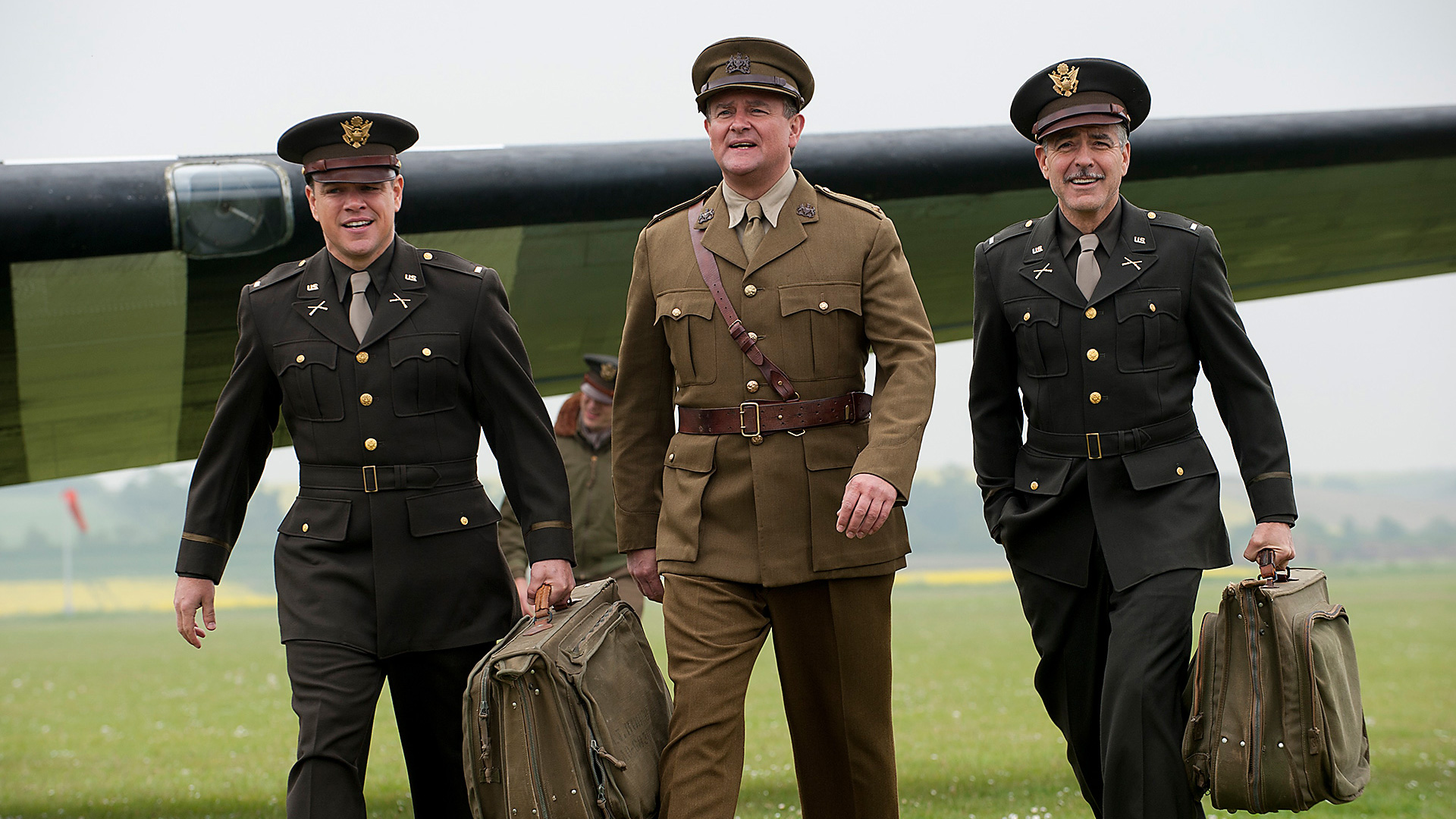 George Clooney, Matt Damon, and Bill Murray in uniform HD Wallpaper