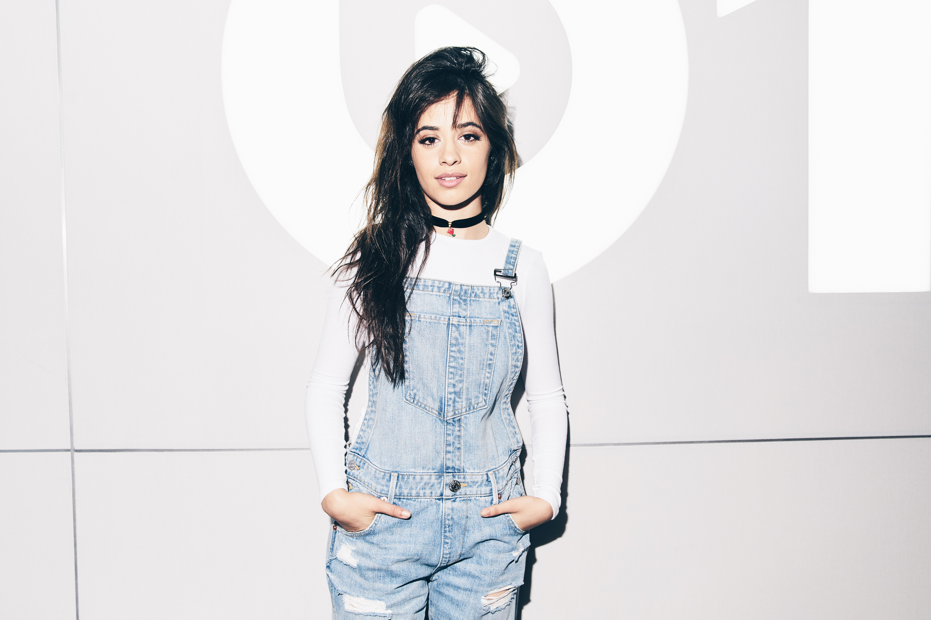 Camila Cabello in Denim Overalls HD Wallpaper