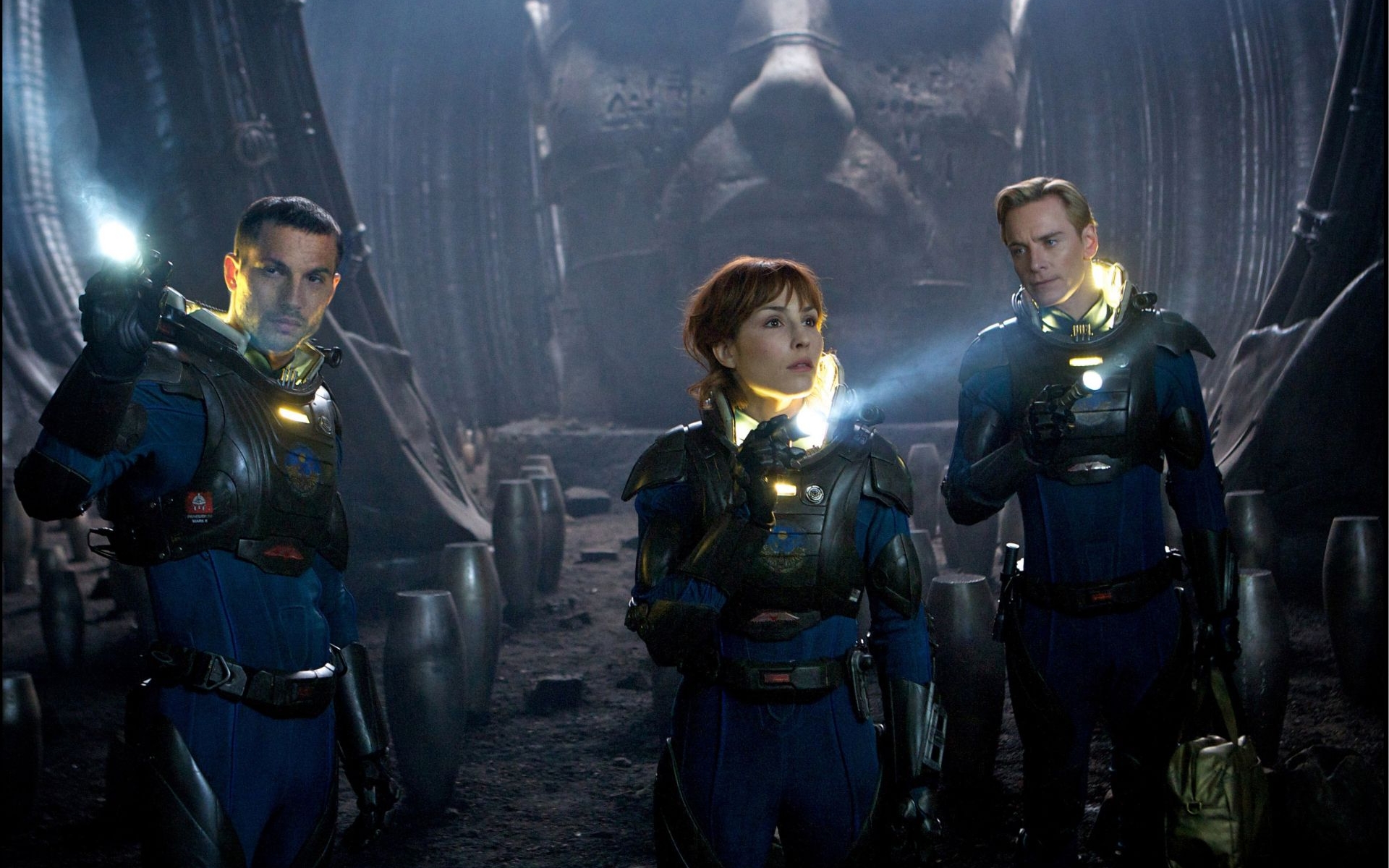 Prometheus: David, Elizabeth Shaw, and Charlie Holloway HD Wallpaper