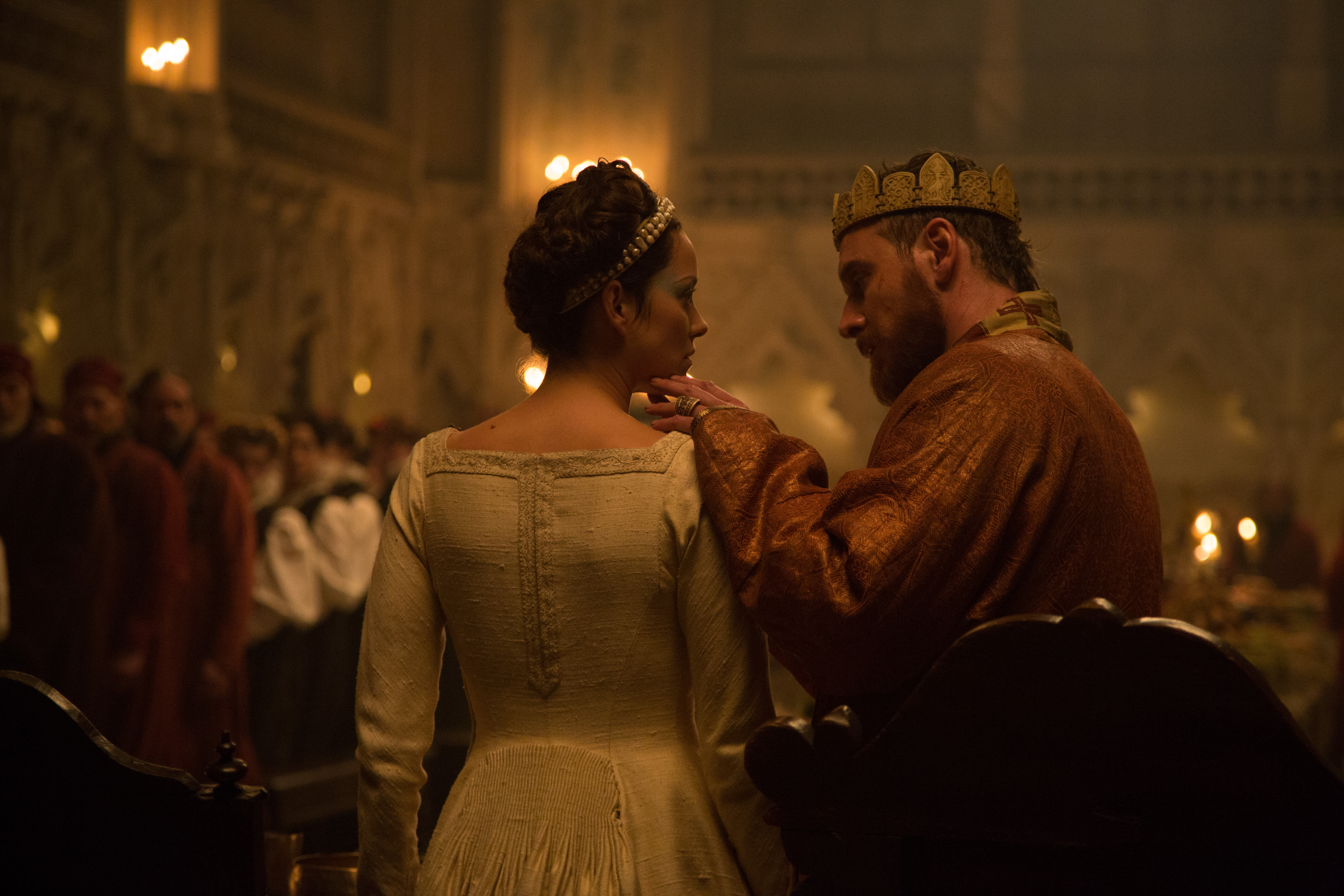 Michael Fassbender as King in a Medieval Hall HD Wallpaper