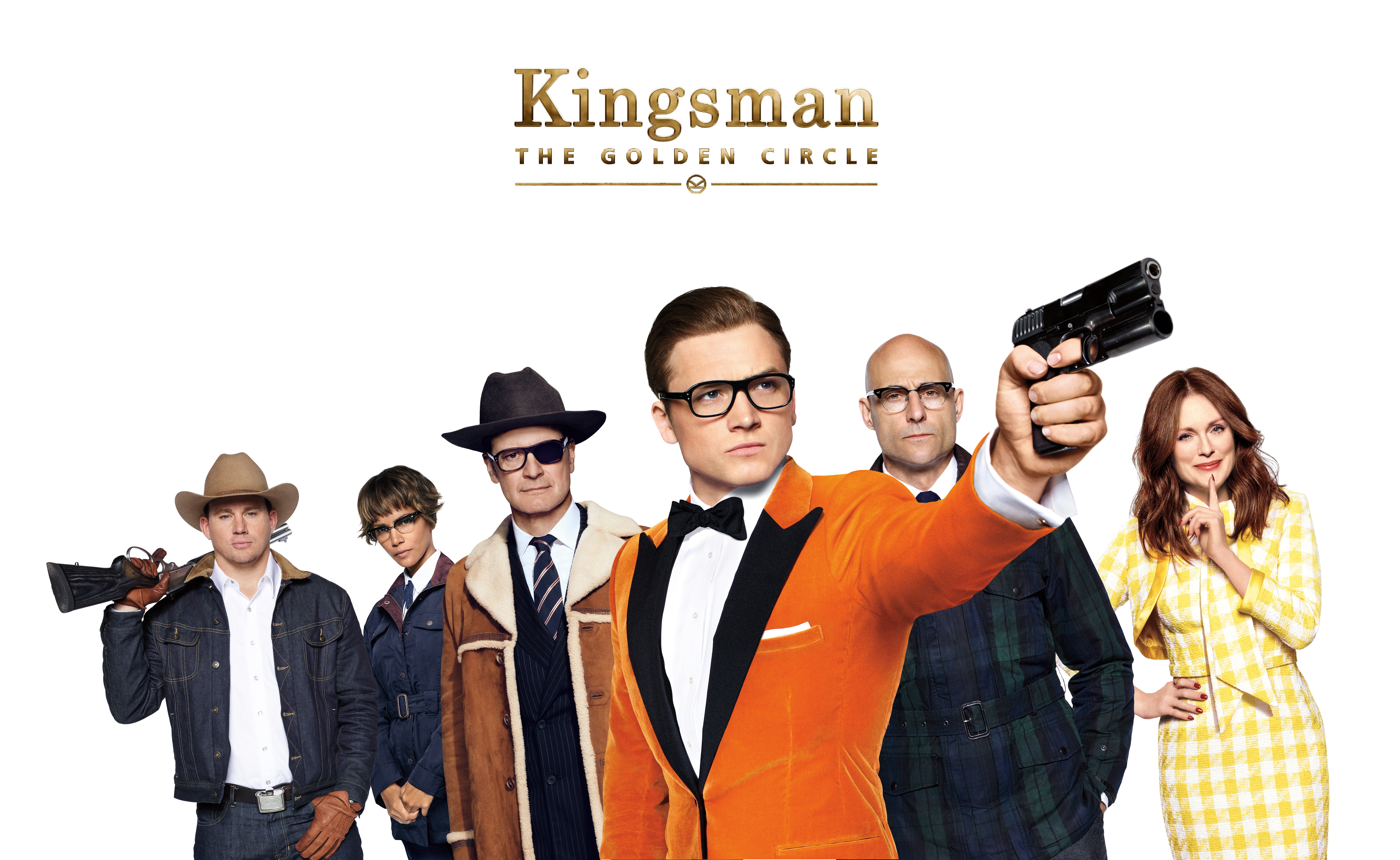 Kingsman The Golden Circle cast with guns HD Wallpaper