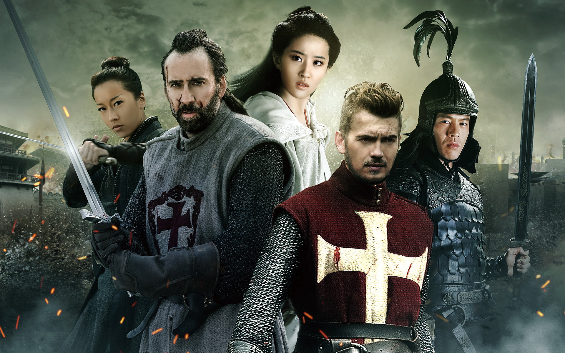 Nicolas Cage and warriors in battle HD Wallpaper