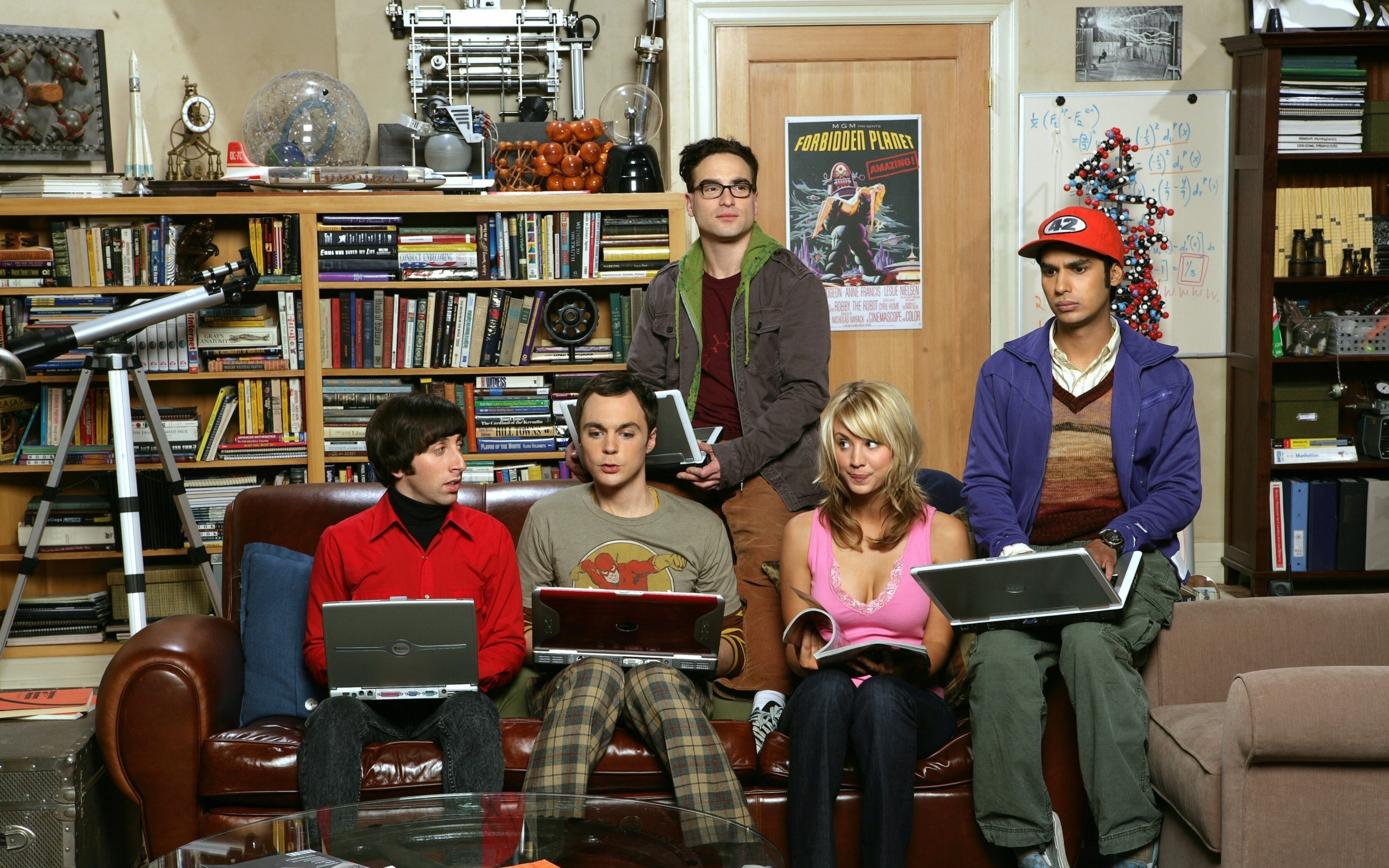 The Big Bang Theory cast in apartment HD Wallpaper