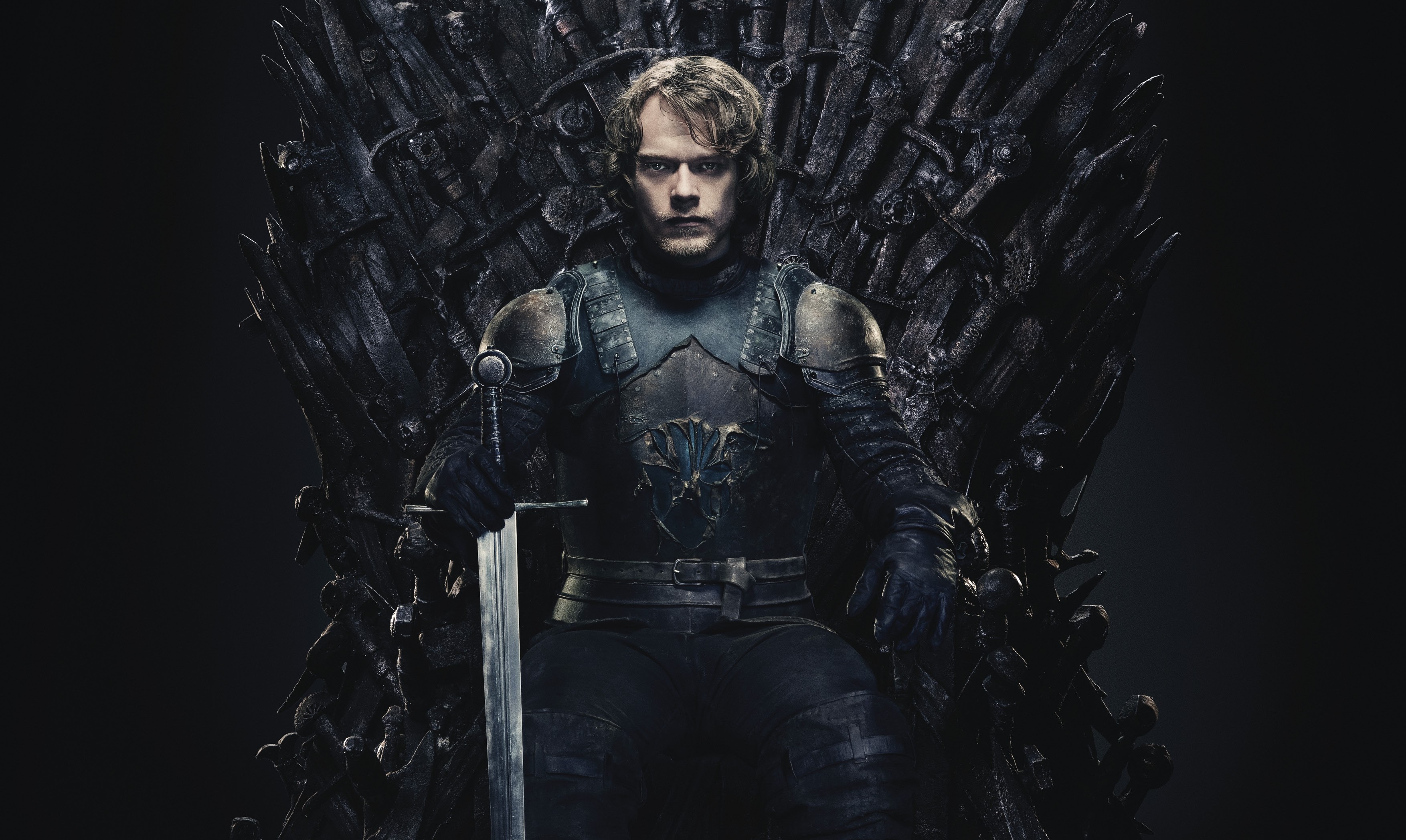 Alfie Allen as Theon Greyjoy on the Iron Throne HD Wallpaper