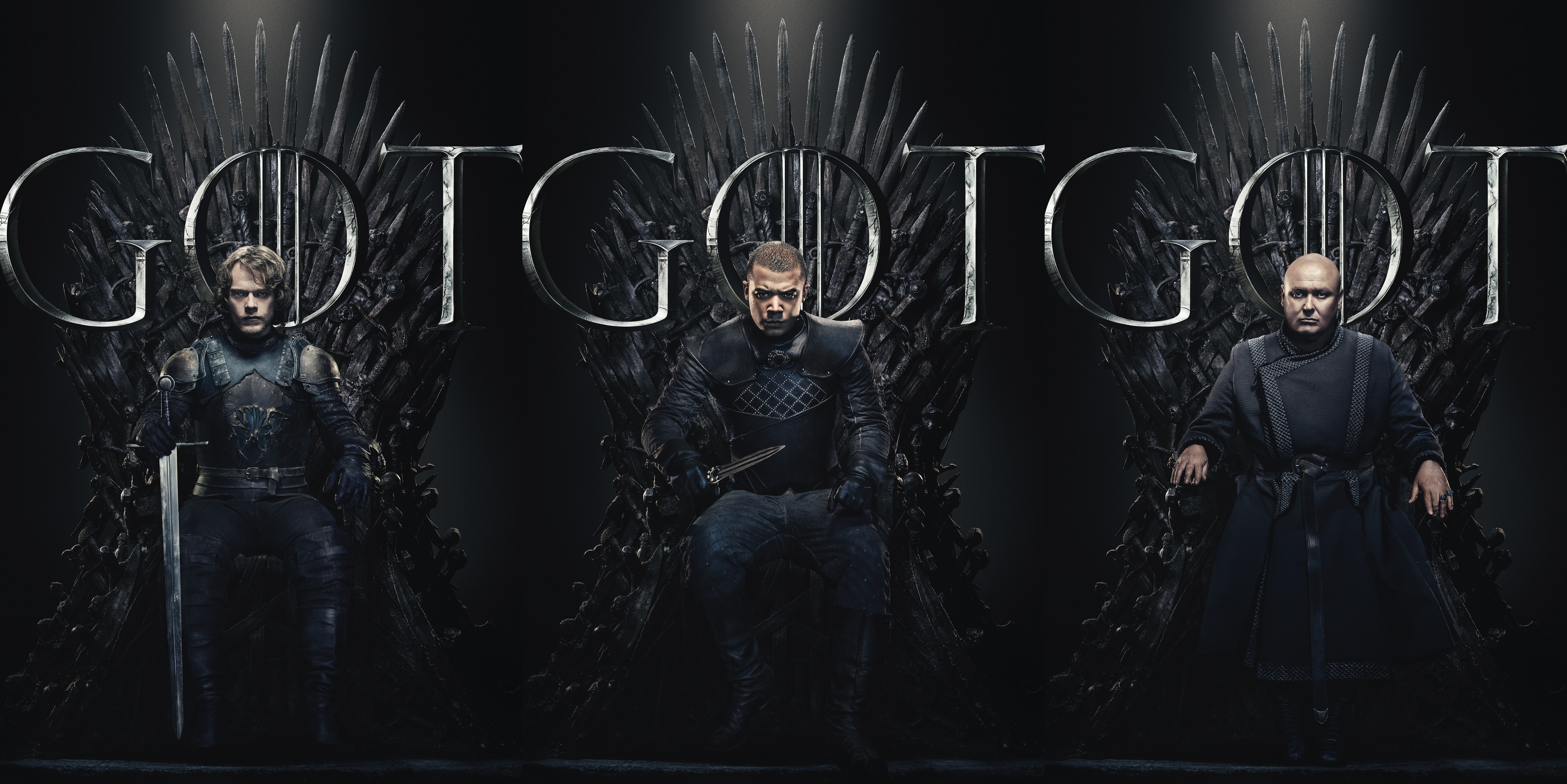 Three men on Iron Thrones from Game of Thrones HD Wallpaper