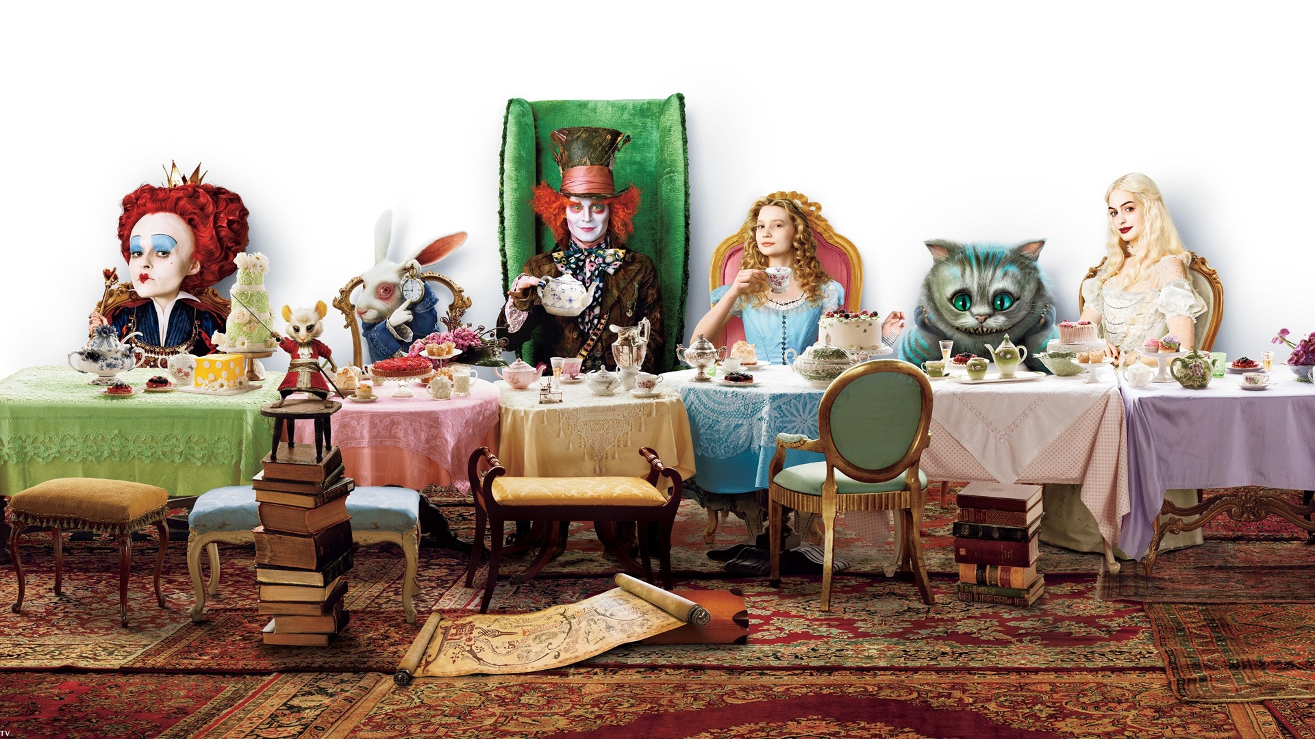 Alice in Wonderland Mad Tea Party HD Wallpaper