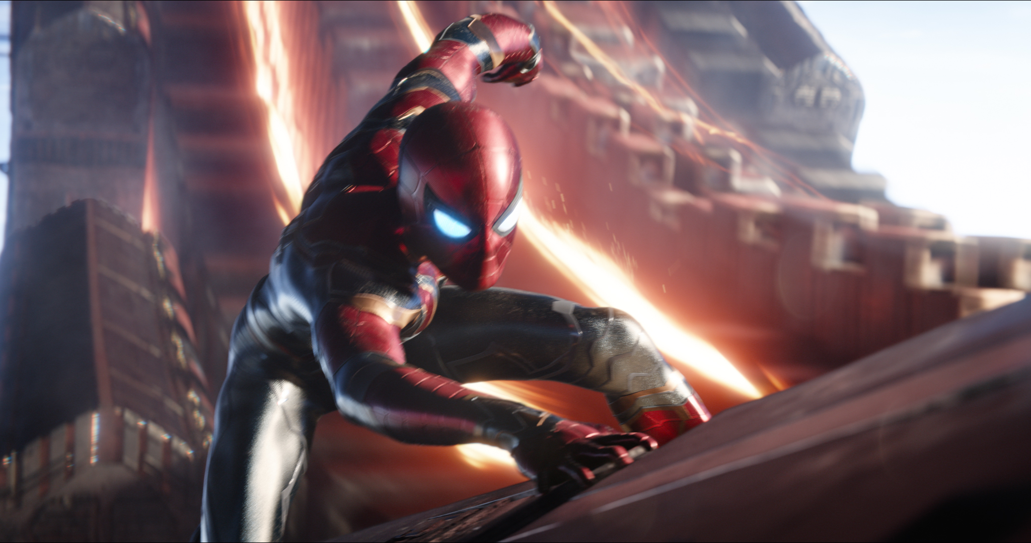 Tom Holland as Spider-Man with Glowing Eyes HD Wallpaper