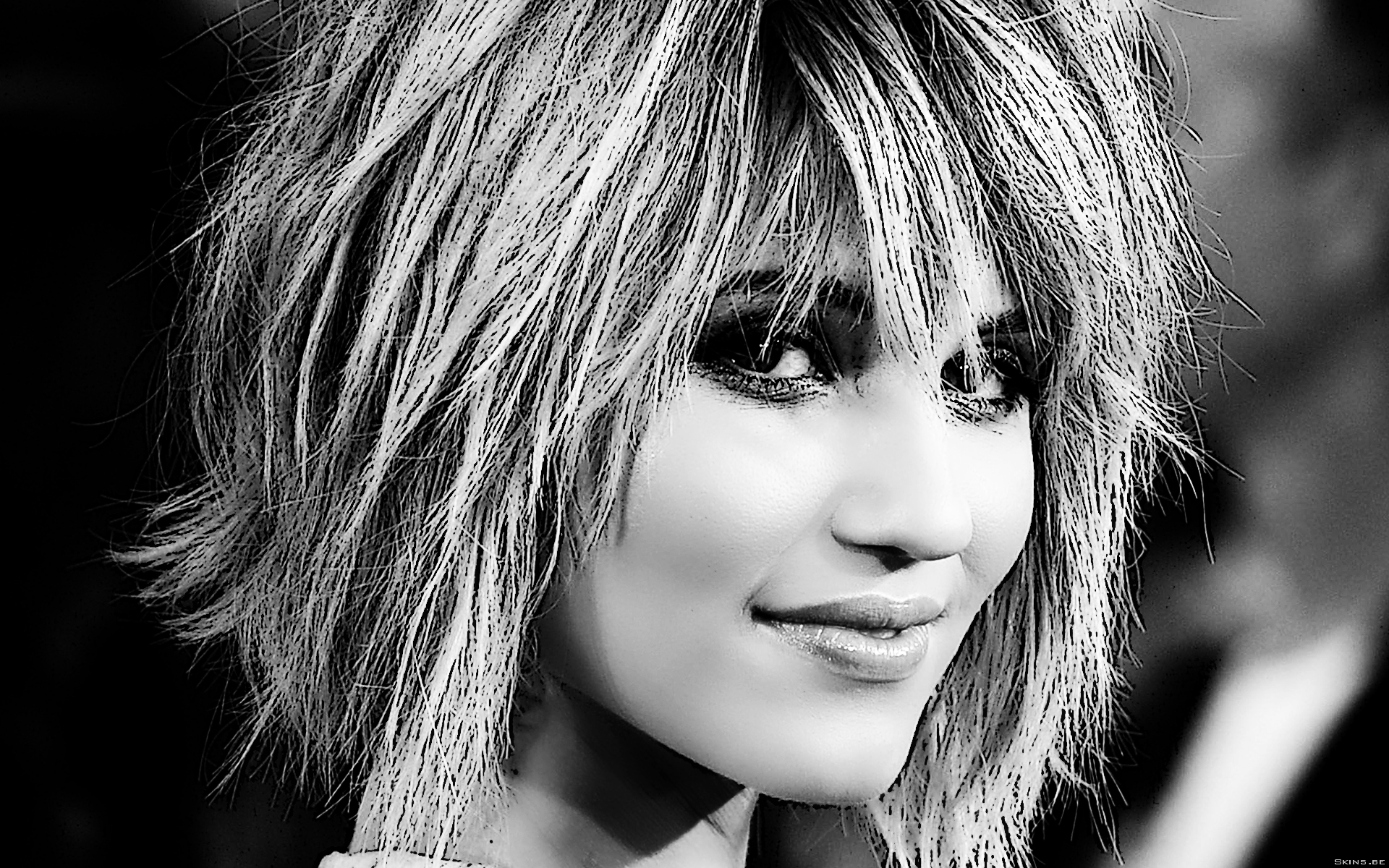 Dianna Agron black and white portrait HD Wallpaper