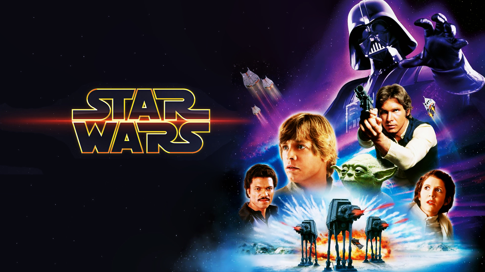 Star Wars characters with Darth Vader and AT-ATs HD Wallpaper