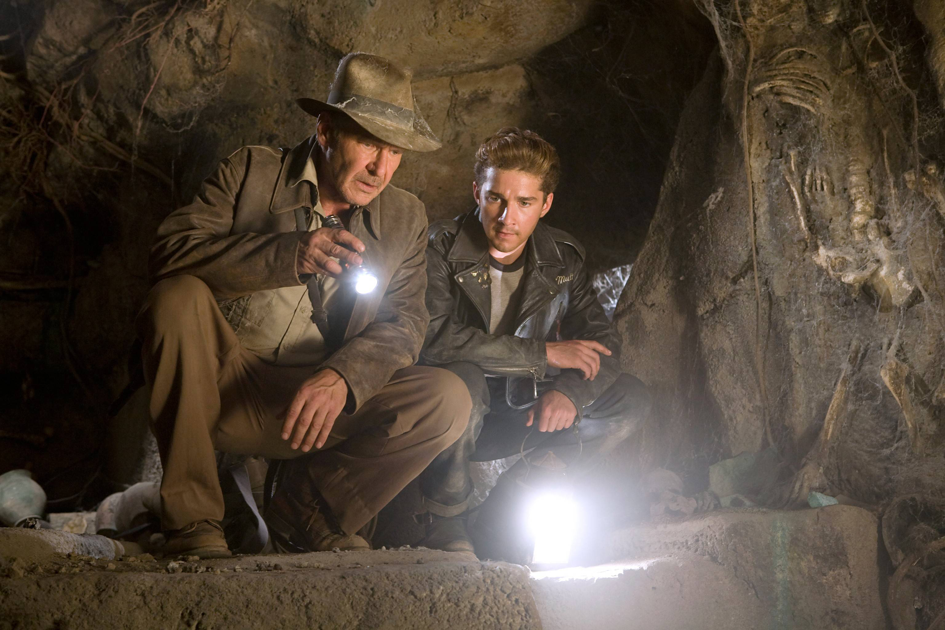 Indiana Jones and Mutt Williams in a cave HD Wallpaper