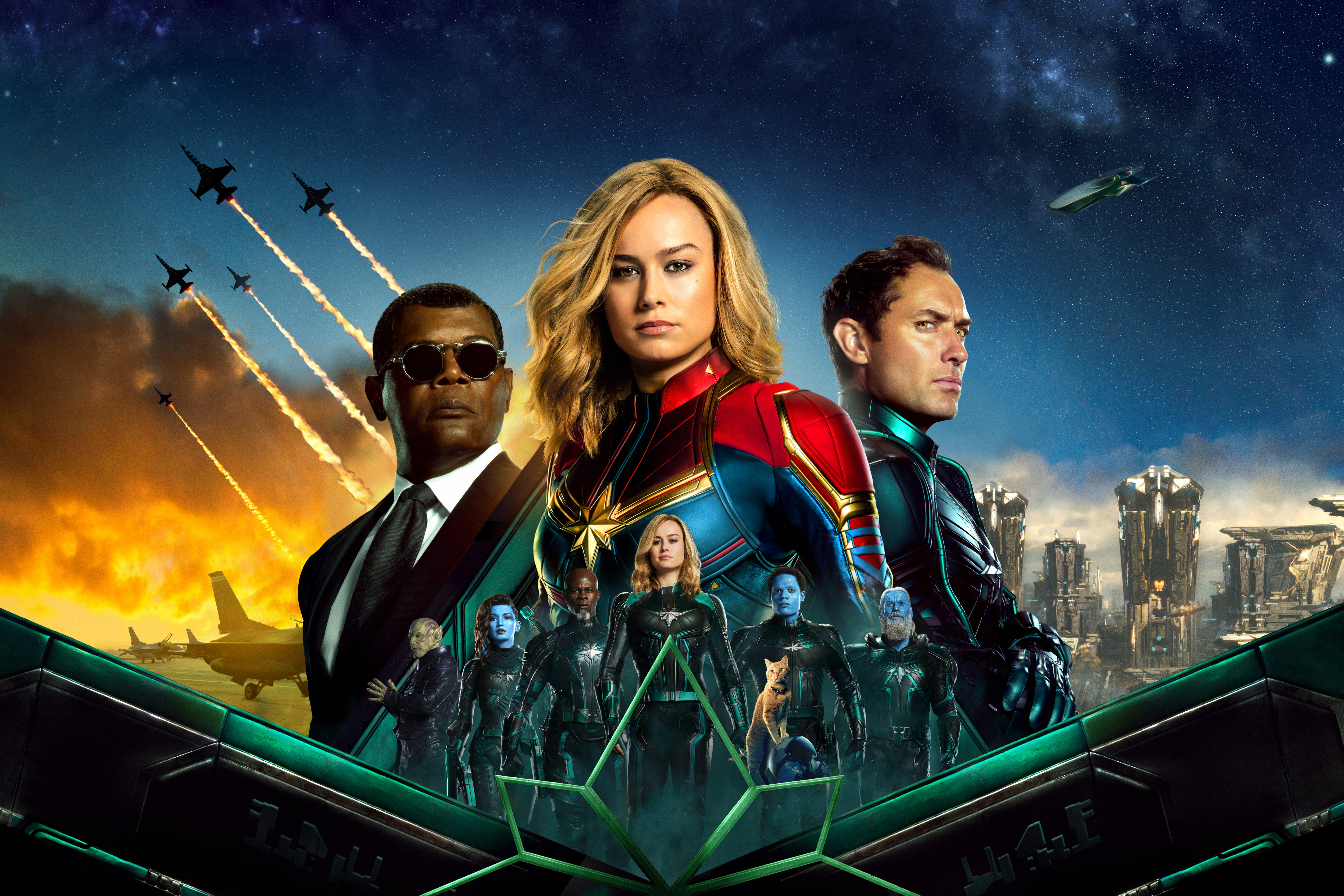 Captain Marvel and Jude Law HD Wallpaper
