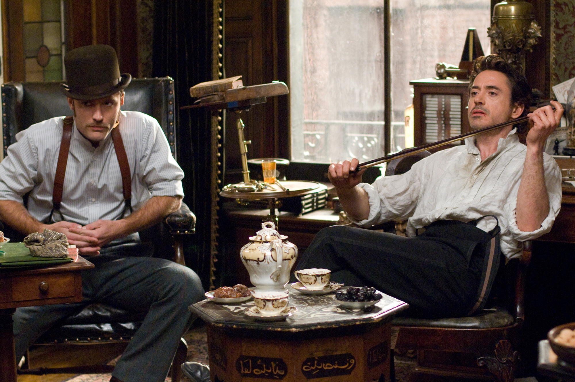 Sherlock Holmes and Dr. Watson in a study HD Wallpaper