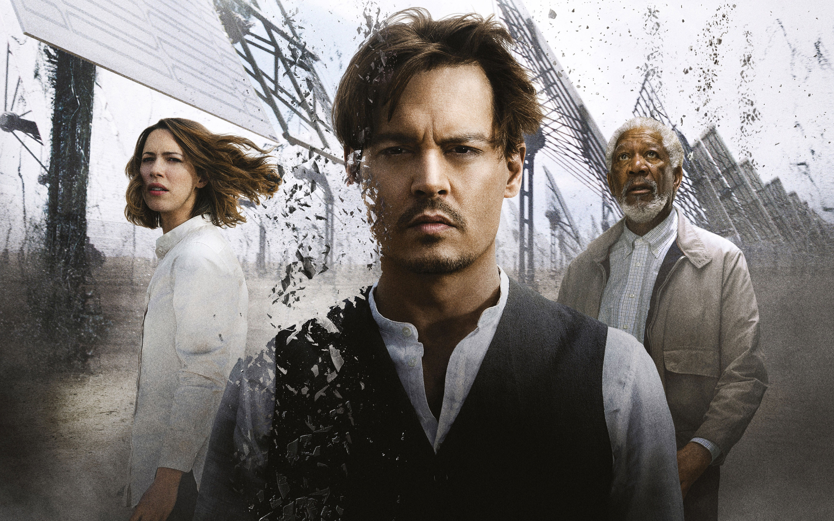 Transcendence movie poster with Johnny Depp, Rebecca Hall, Morgan Freeman HD Wallpaper