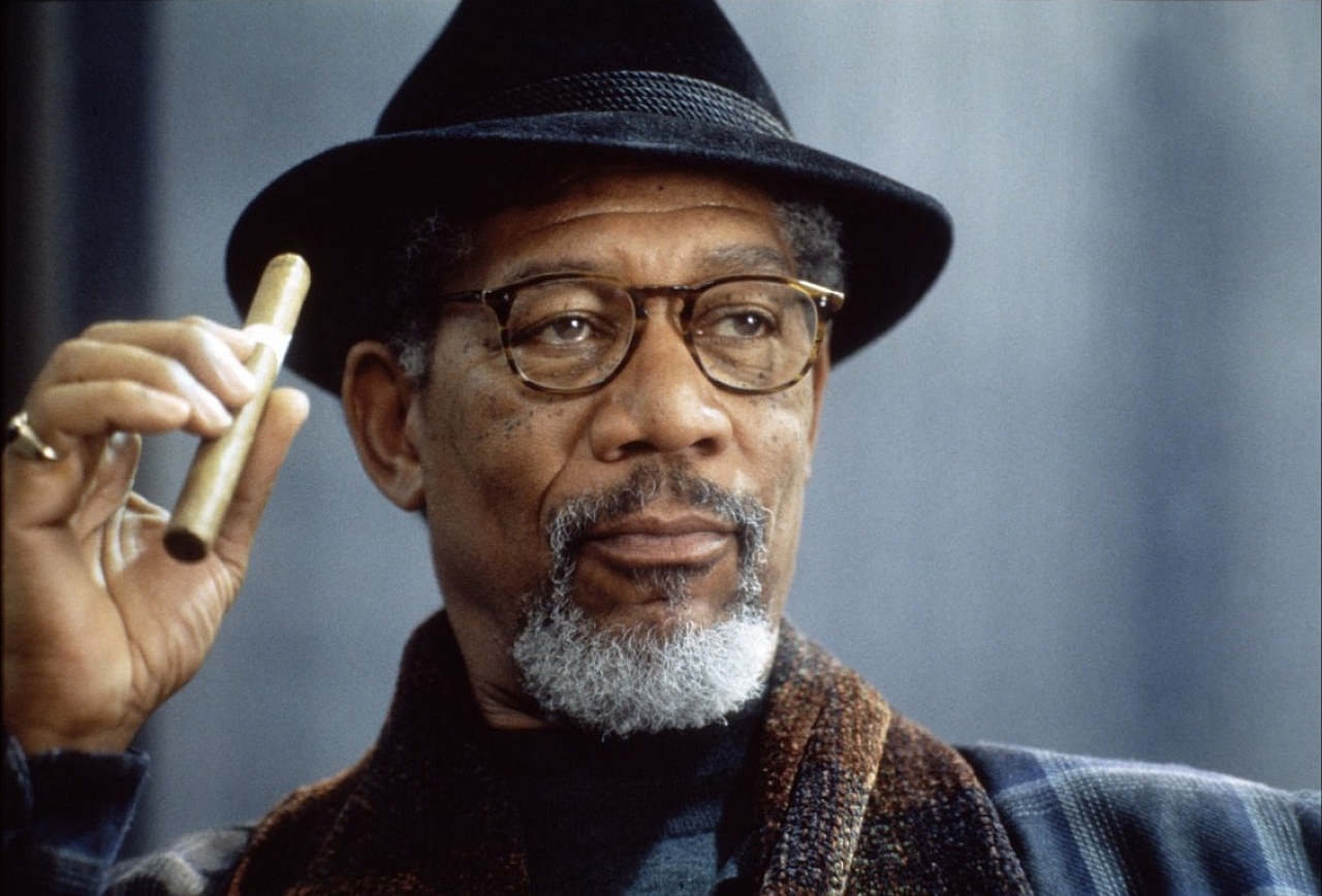 Morgan Freeman holding a cigar HD Wallpaper