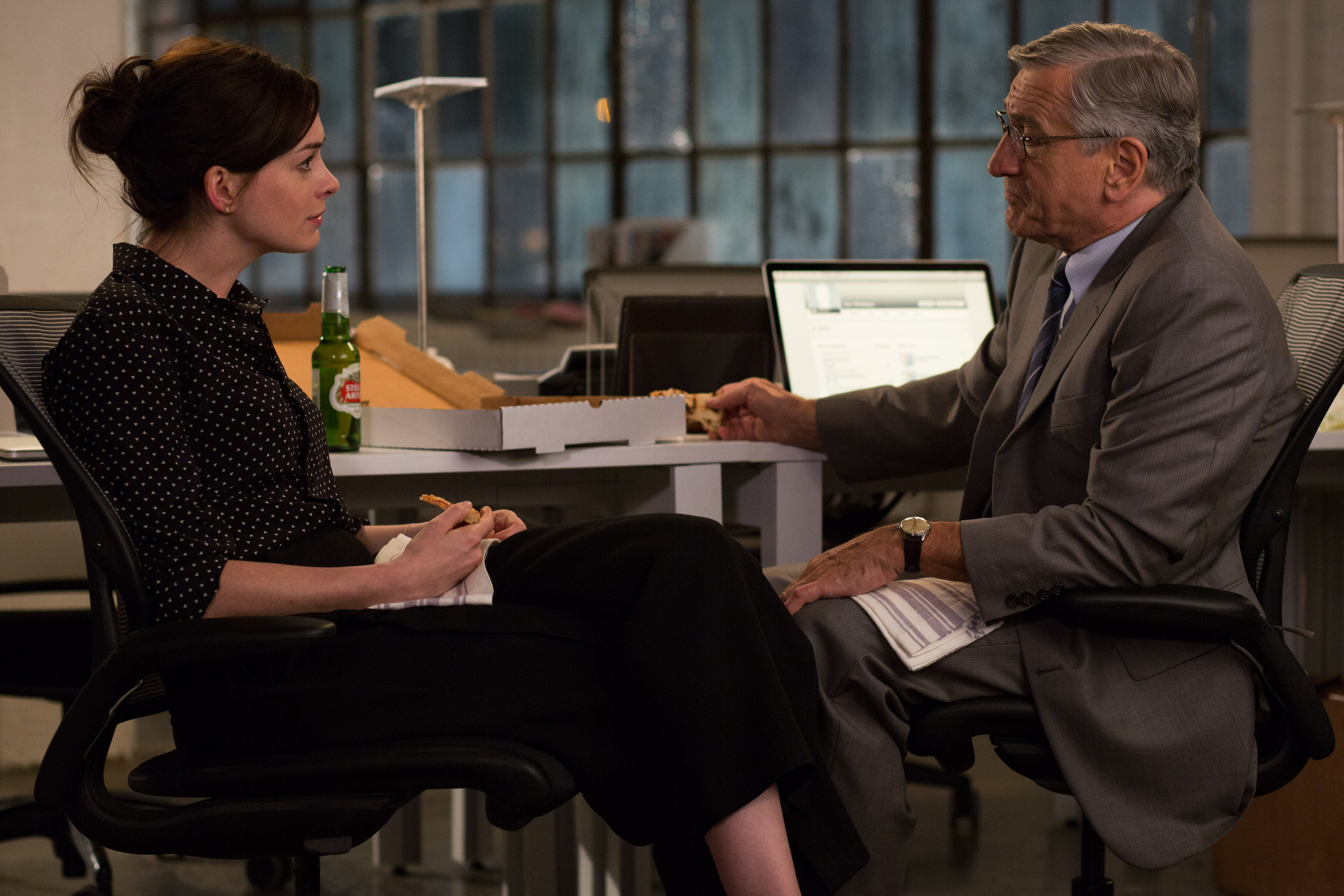 Anne Hathaway and Robert De Niro in The Intern HD Wallpaper