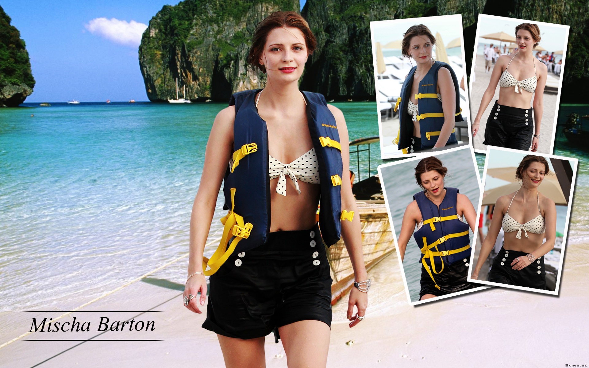 Mischa Barton on a tropical beach HD Wallpaper
