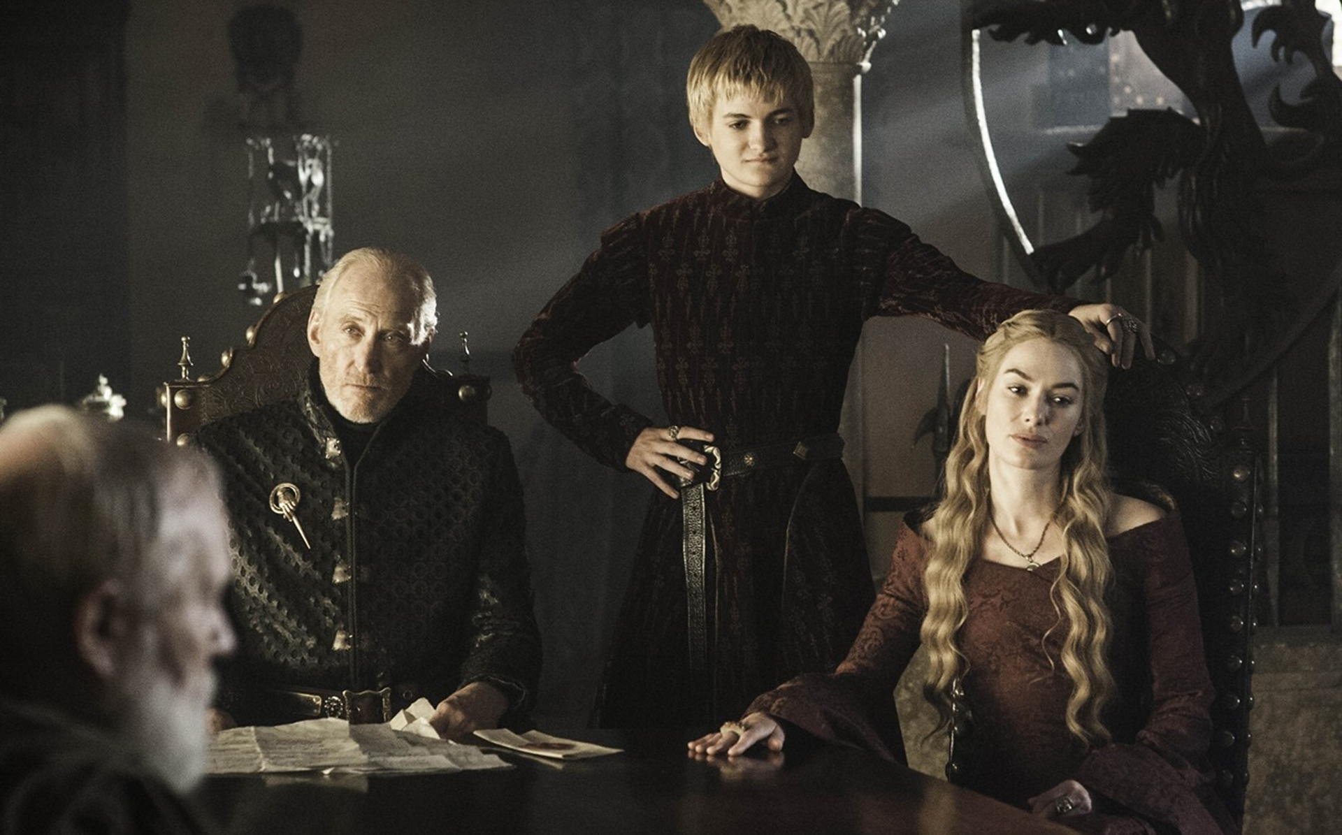 Tywin Lannister, Joffrey Baratheon, and Cersei Lannister from Game of Thrones HD Wallpaper