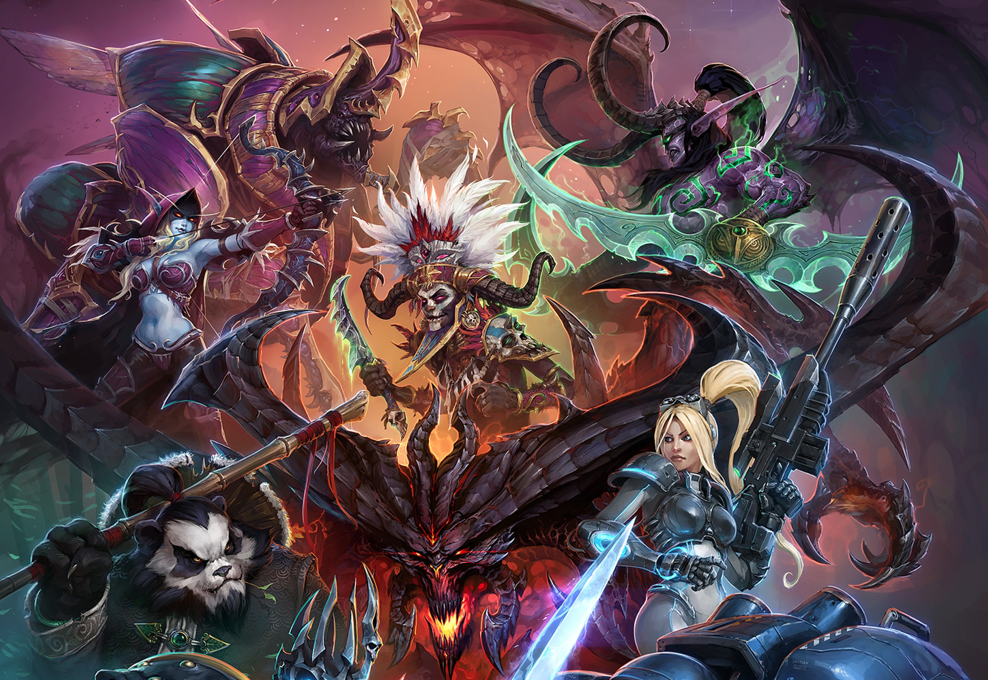 Characters from Diablo and Warcraft HD Wallpaper