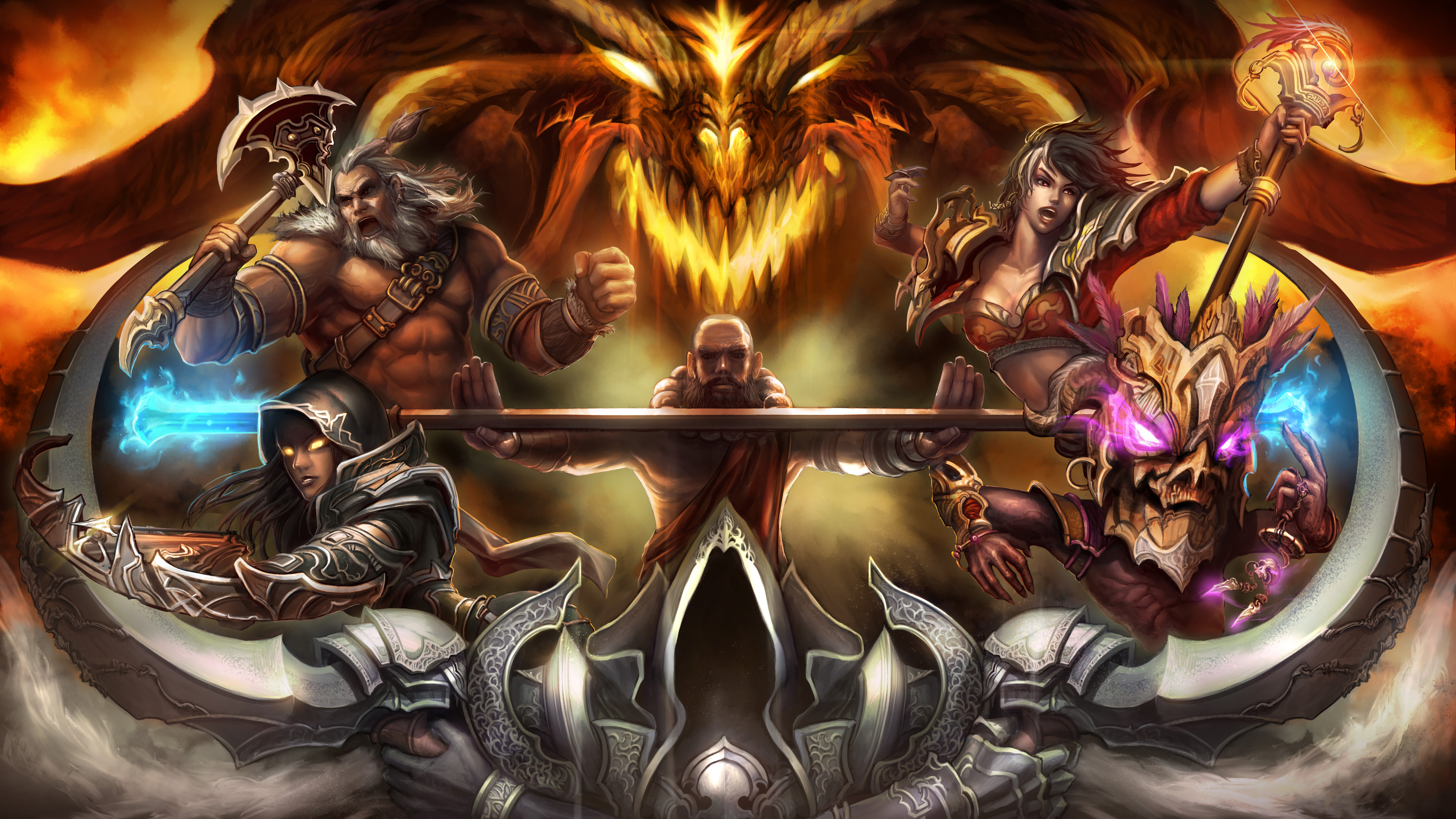 Diablo Characters and Demon Lord HD Wallpaper