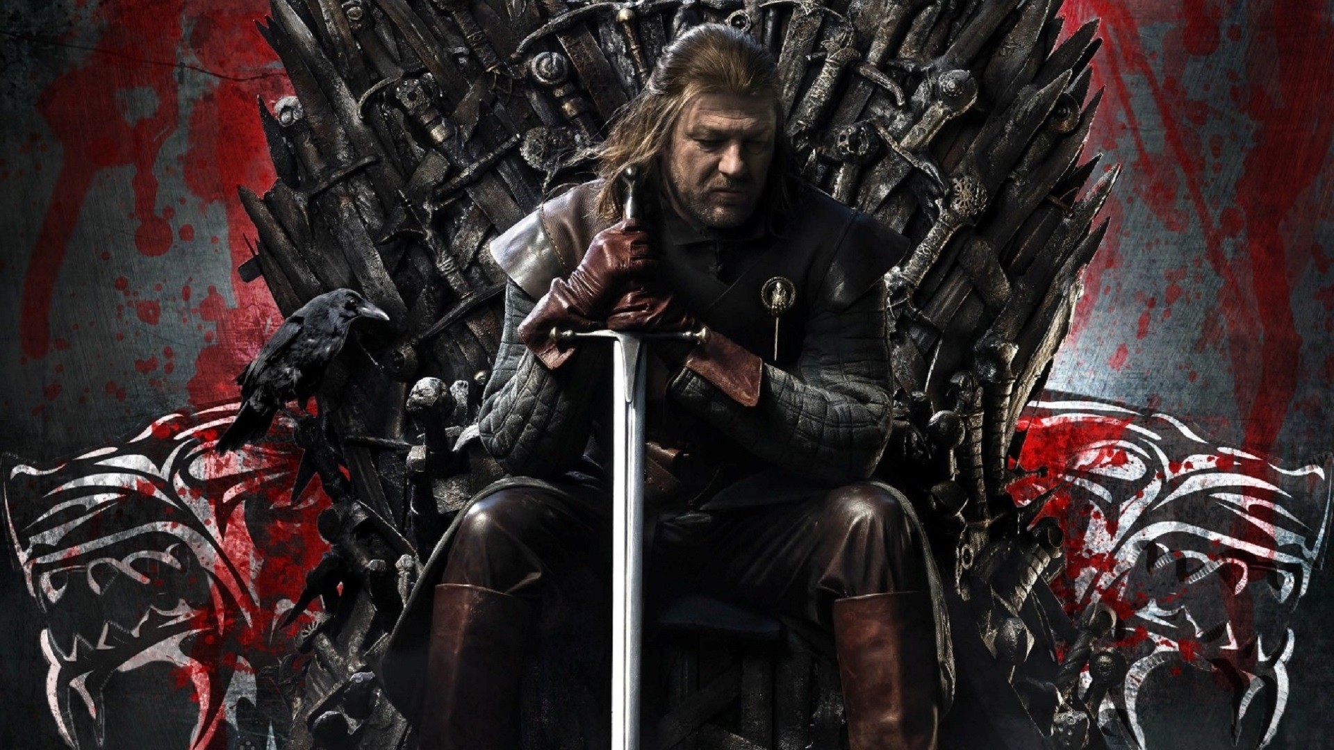Sean Bean as Ned Stark on the Iron Throne HD Wallpaper