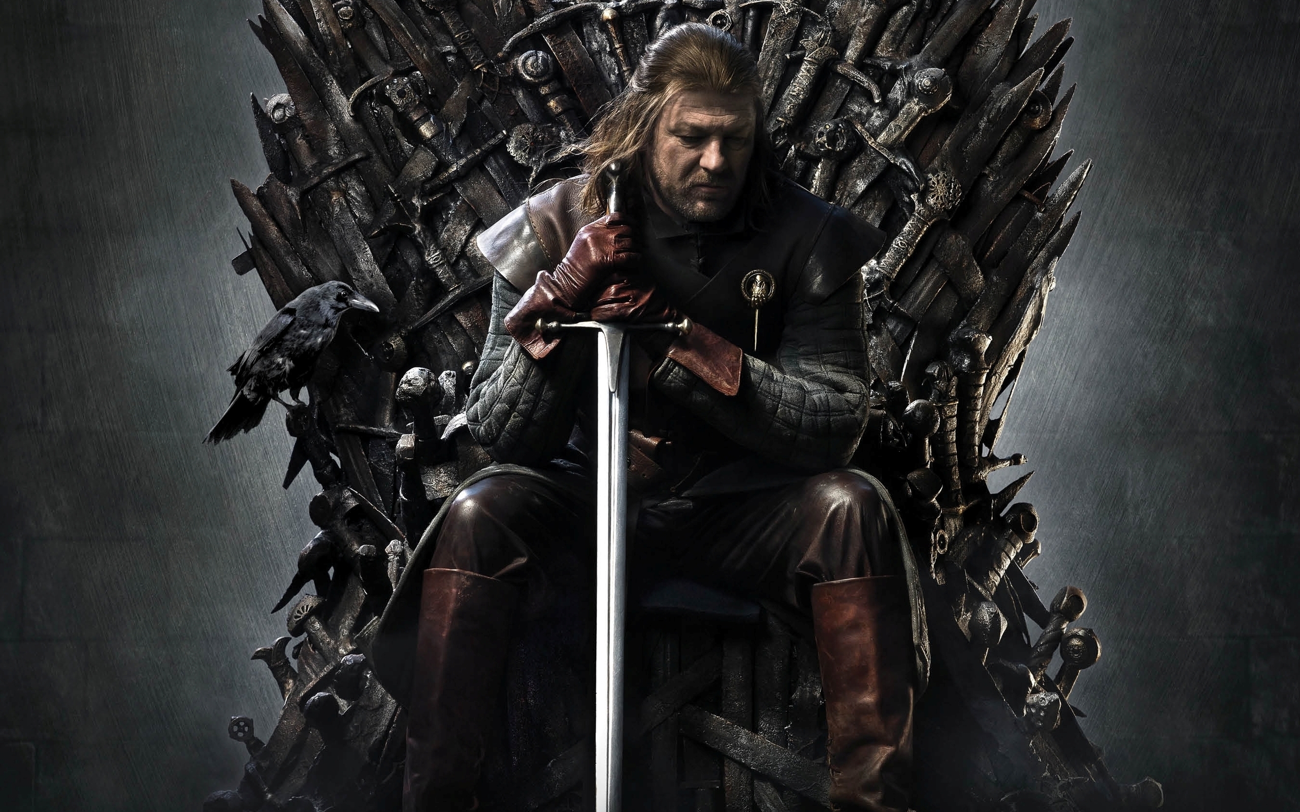 Ned Stark on the Iron Throne from Game of Thrones HD Wallpaper