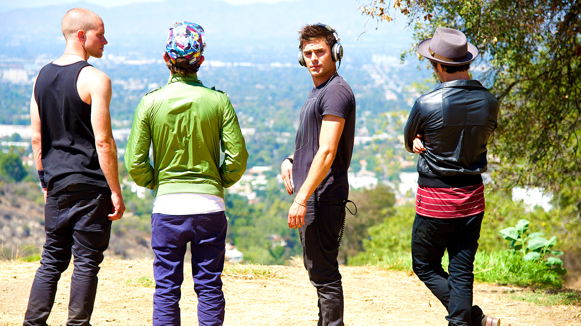 Zac Efron and friends on a hill HD Wallpaper