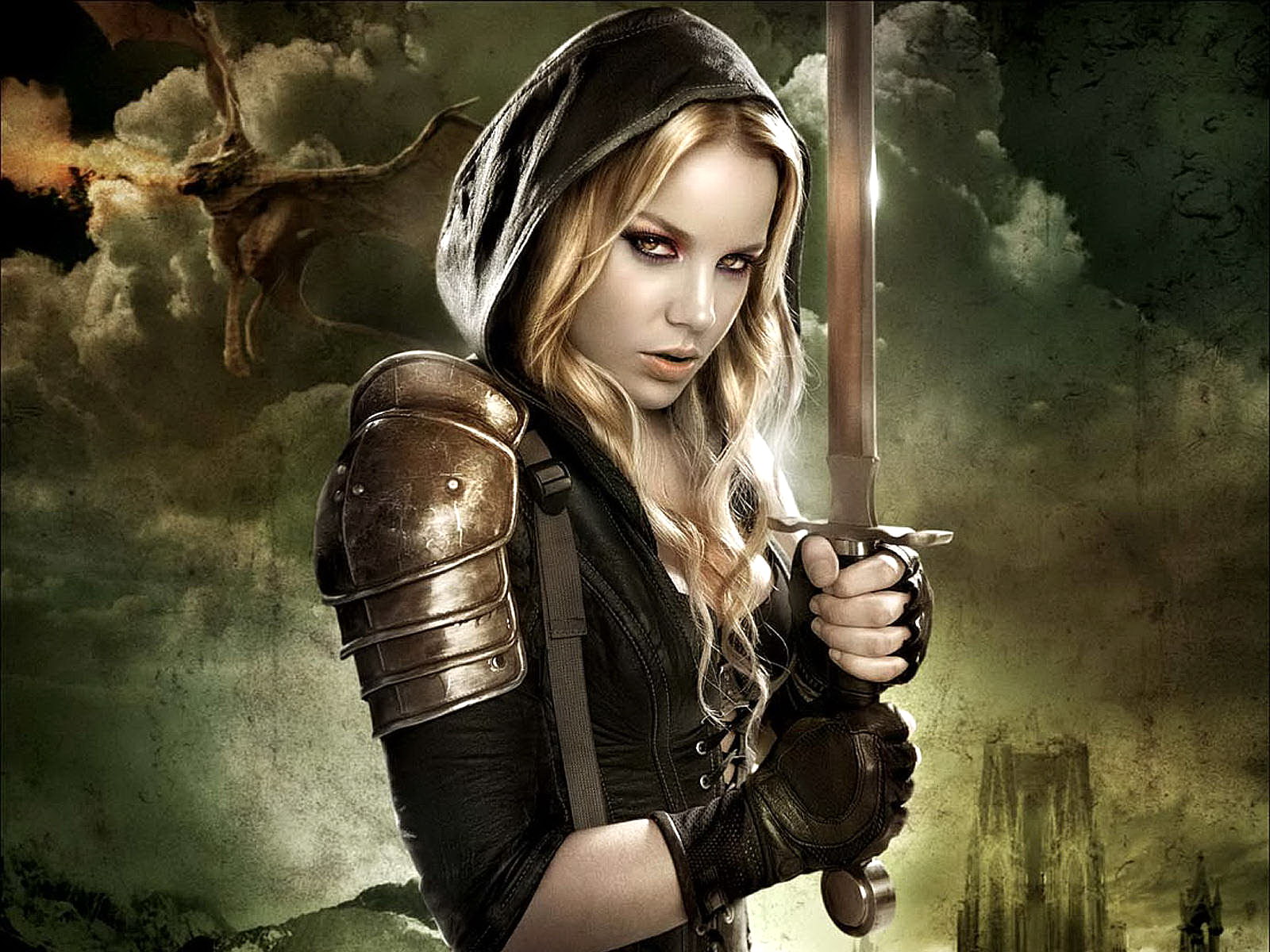 Abbie Cornish as a warrior with a sword HD Wallpaper