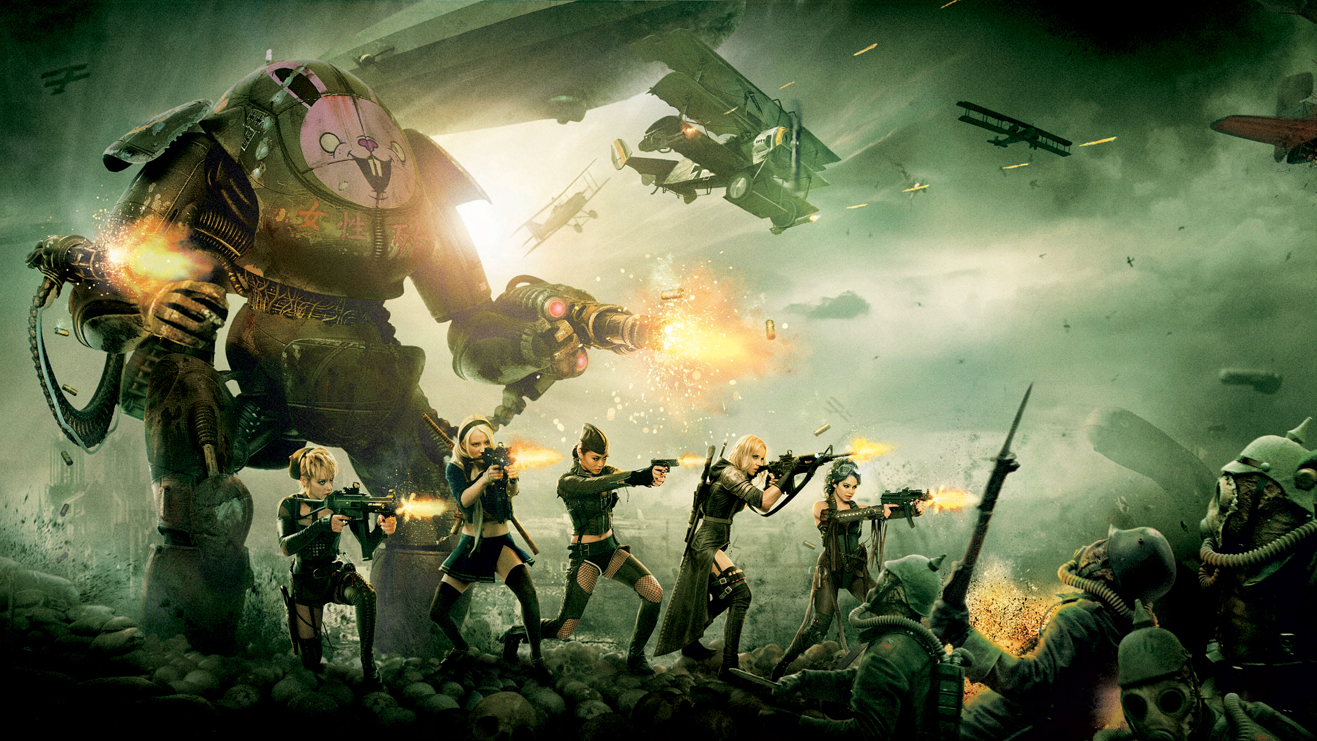 Abbie Cornish in a battle with a giant robot HD Wallpaper
